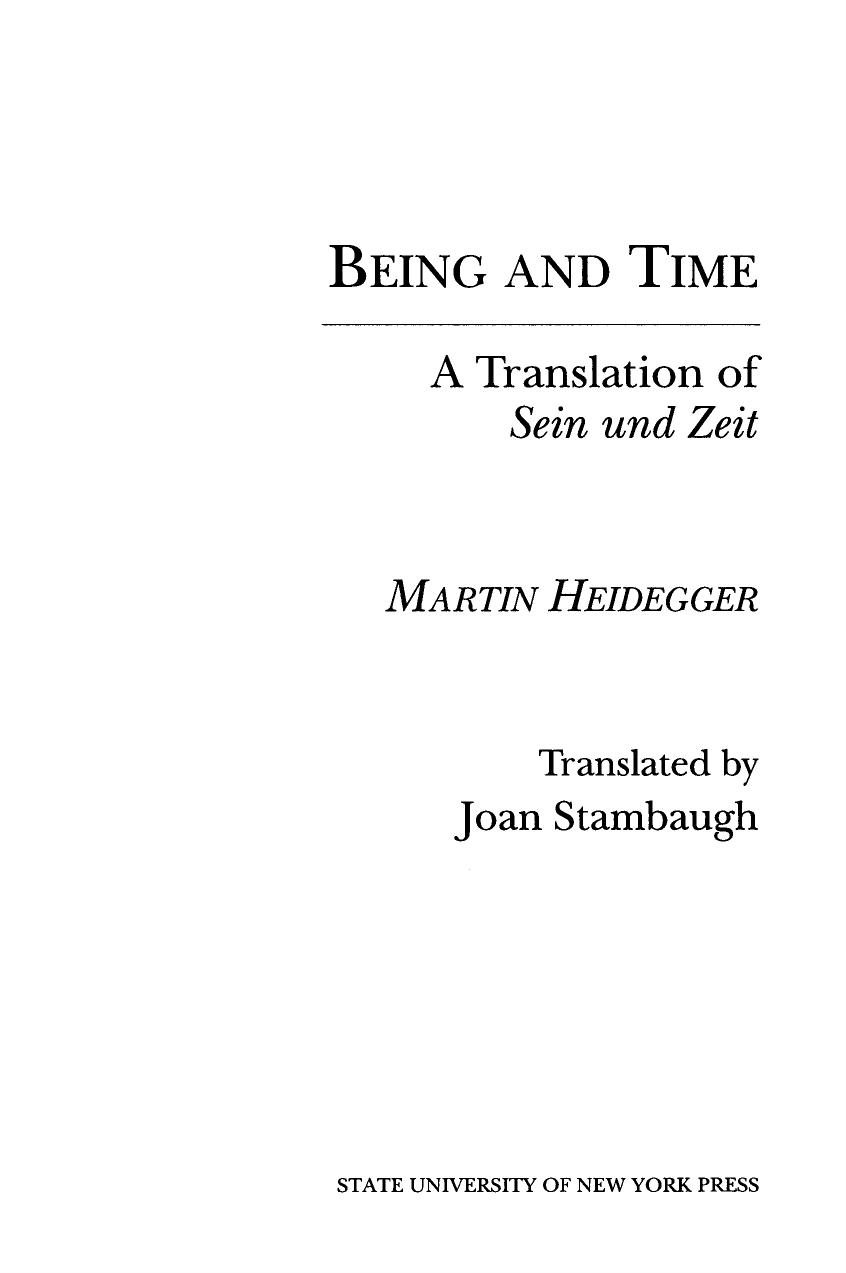 Being and Time (trans. Joan Stambaugh)