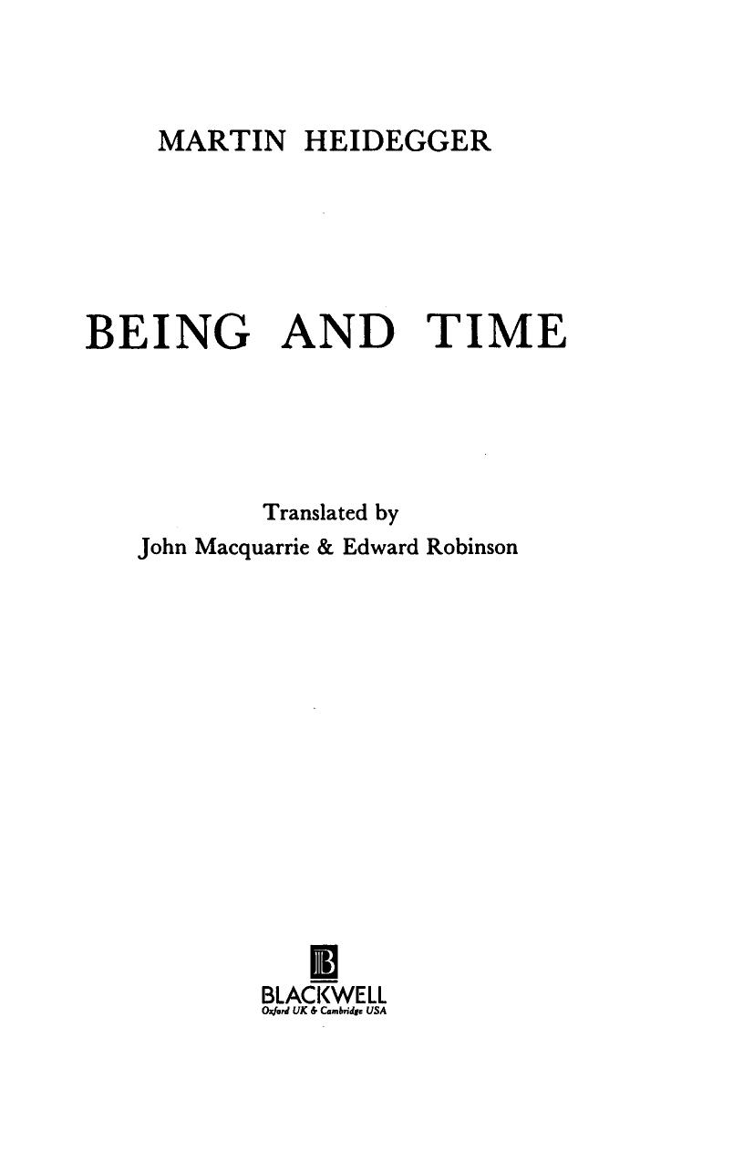 Being and Time (trans. Macquarrie & Robinson)