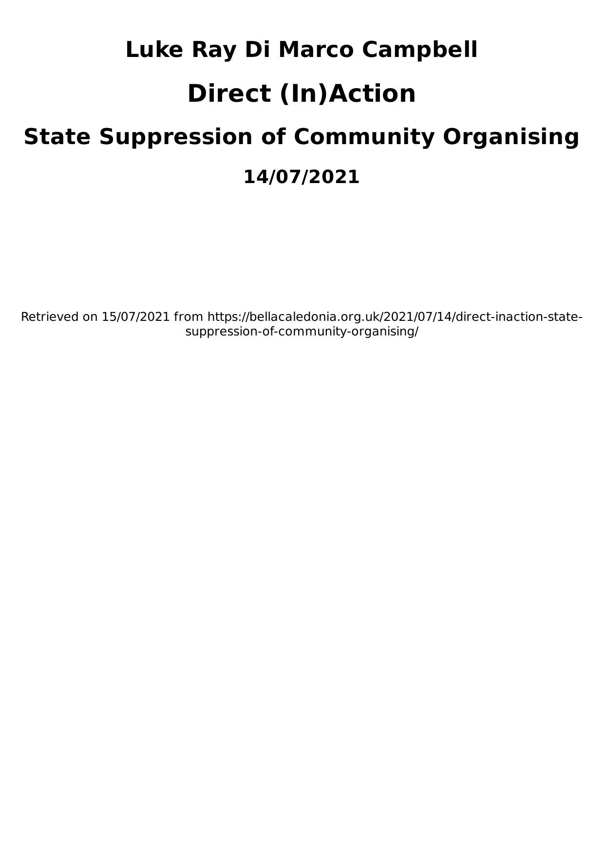 Direct (In)Action: State Suppression of Community Organising