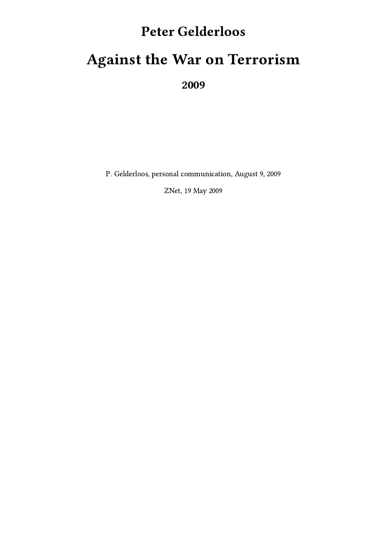 Against the War on Terrorism