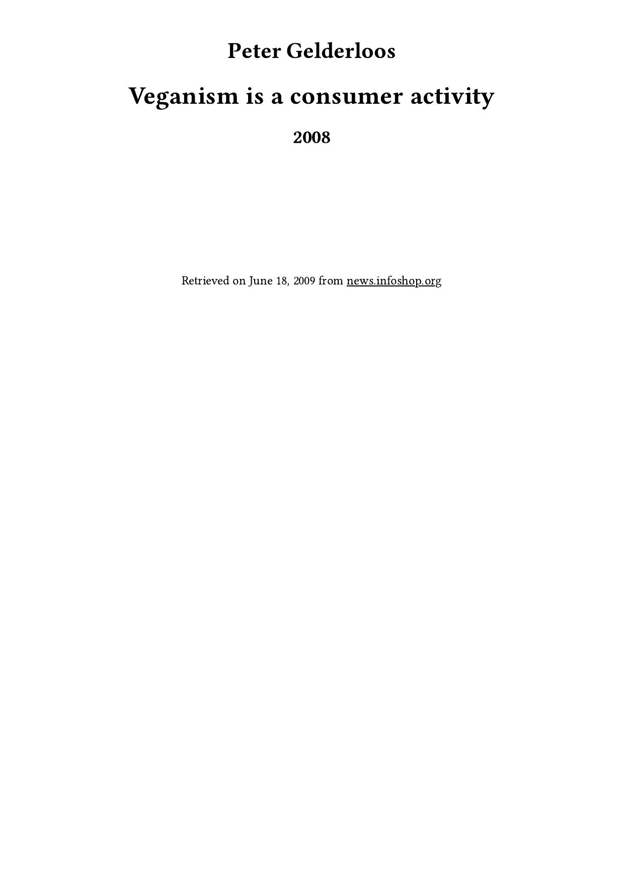 Veganism is a consumer activity