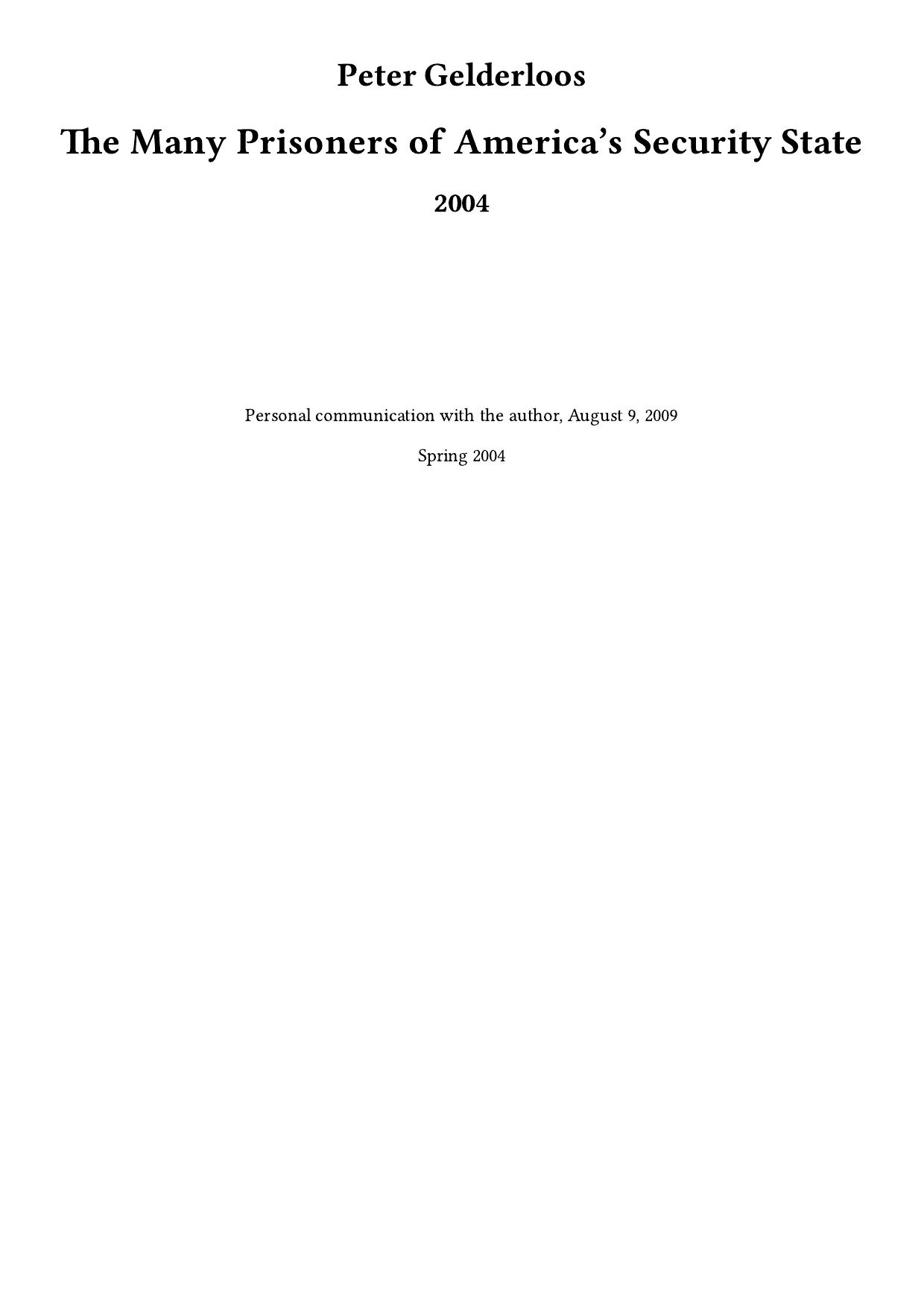 The Many Prisoners of America’s Security State