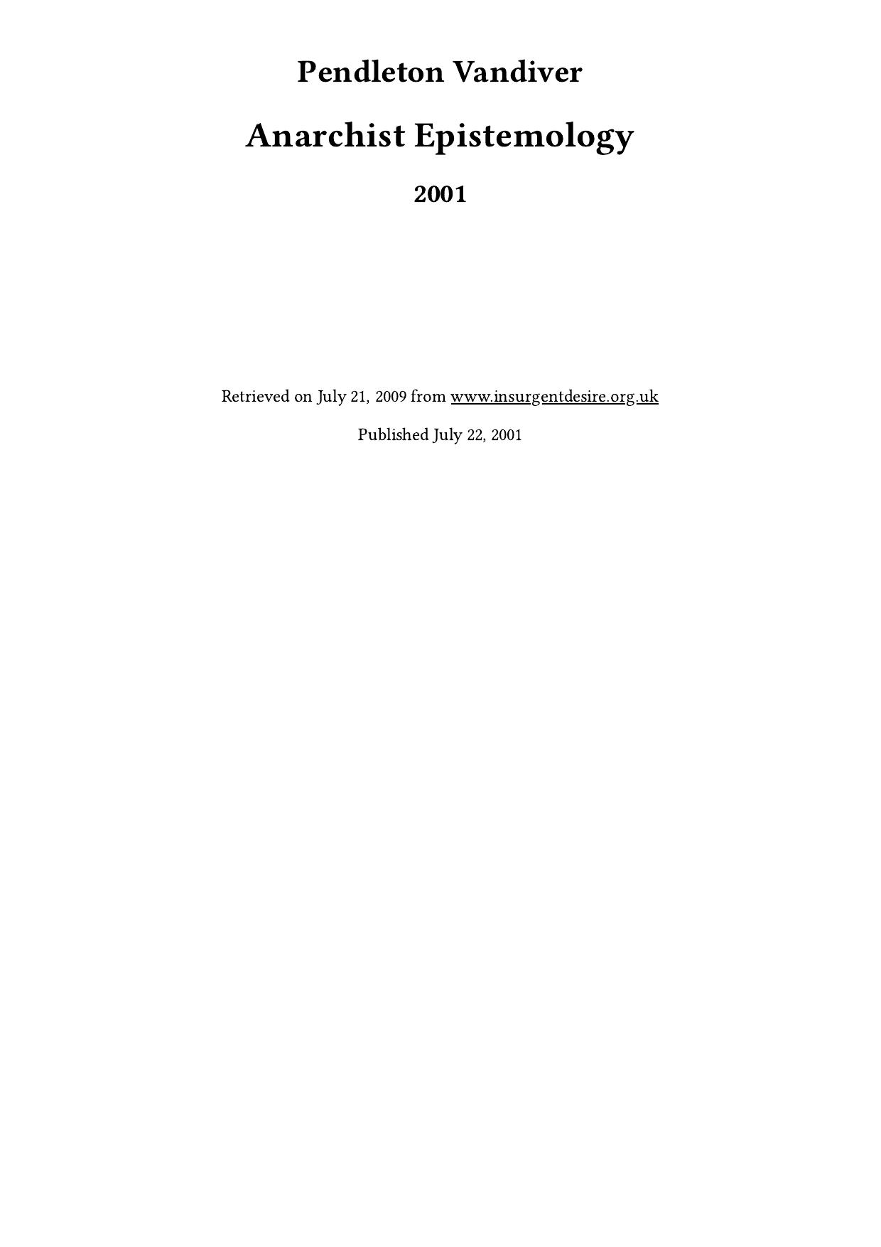 Anarchist Epistemology