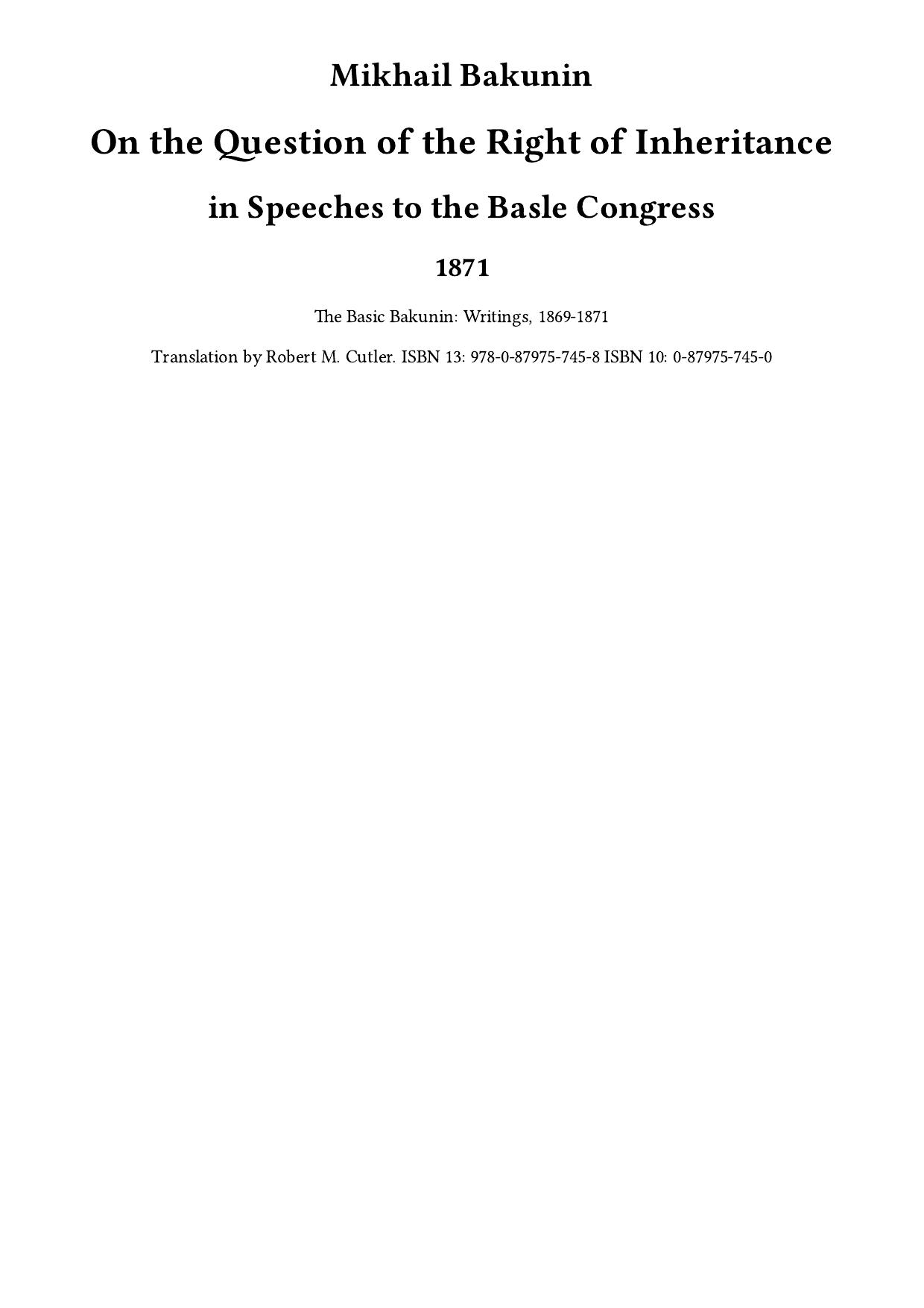 On the Question of the Right of Inheritance