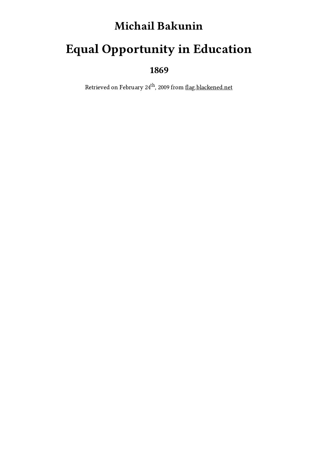 Equal Opportunity in Education