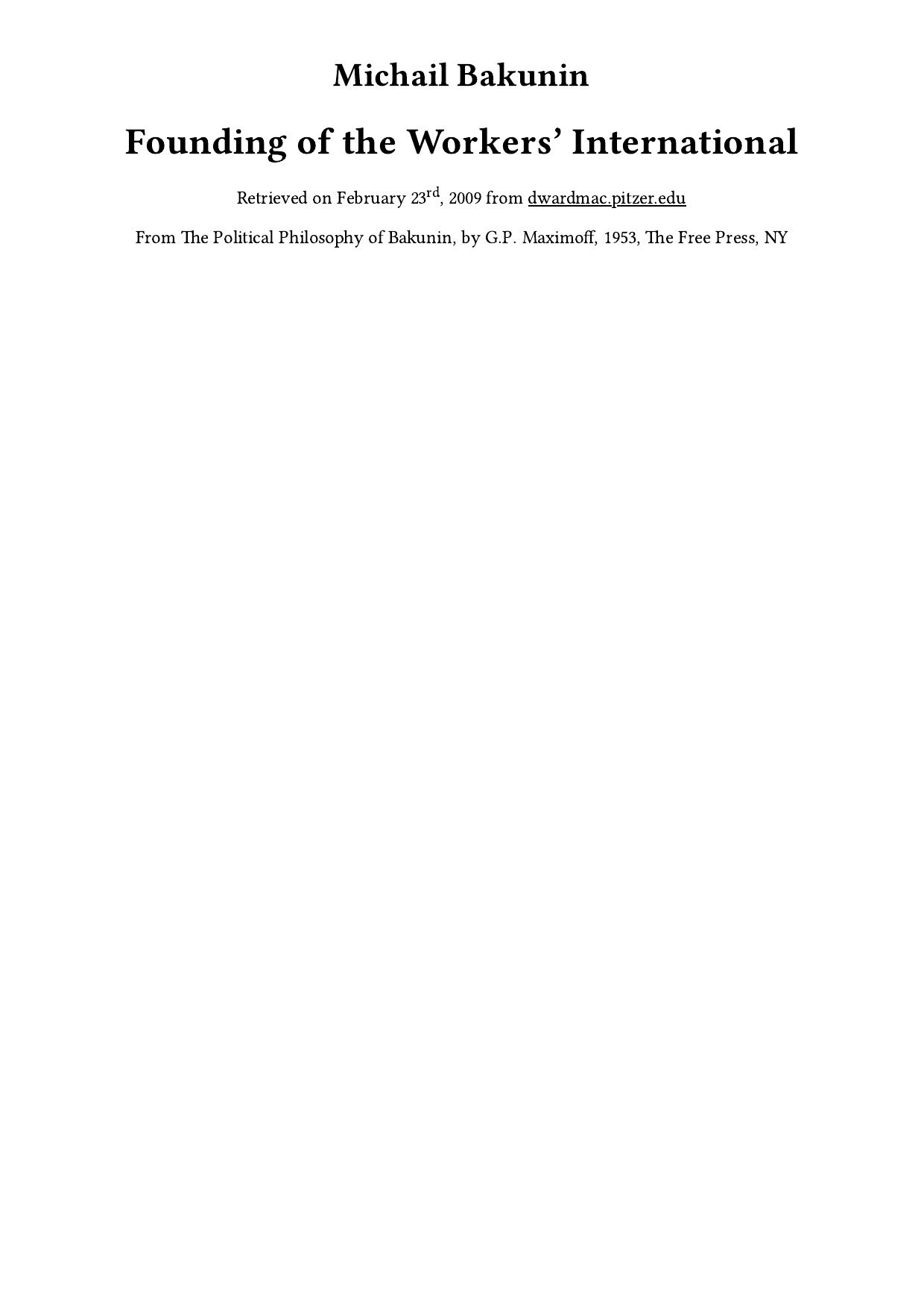 Founding of the Workers’ International