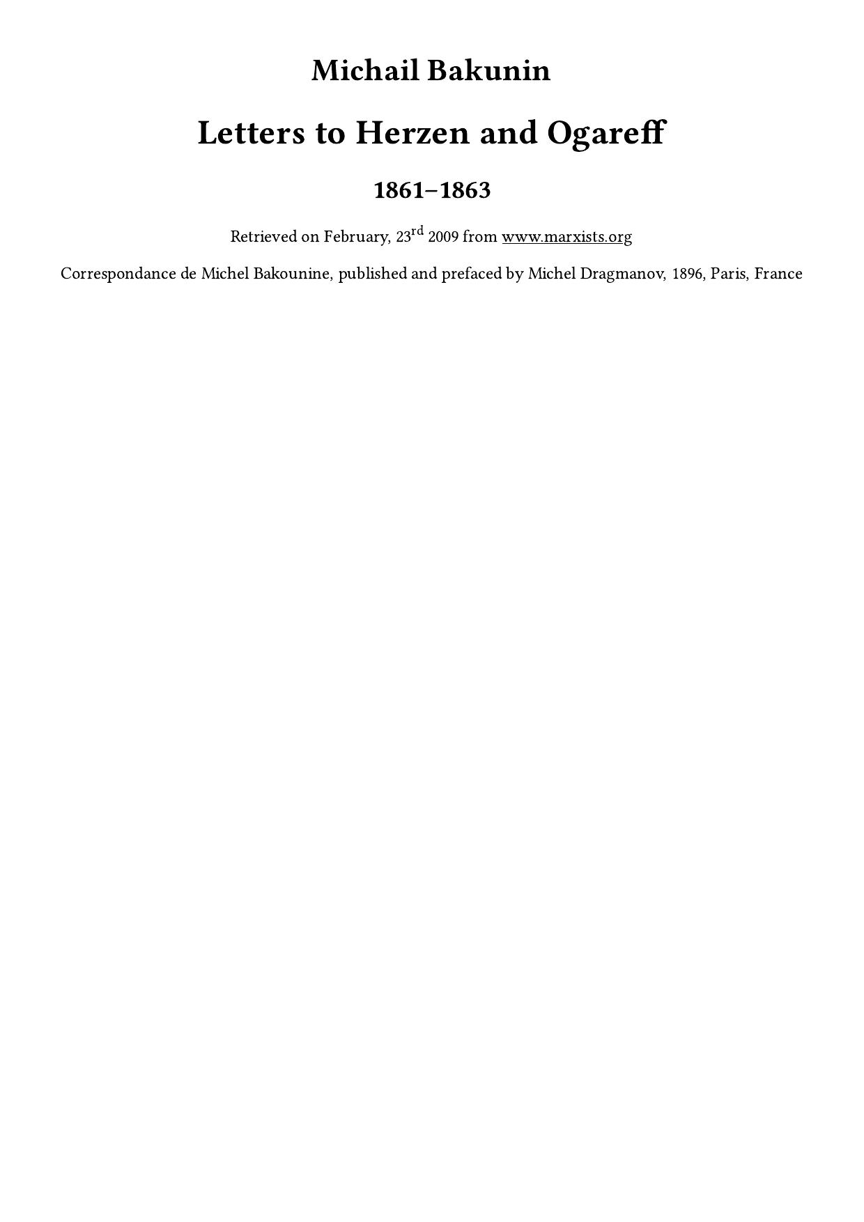 Letters to Herzen and Ogareff