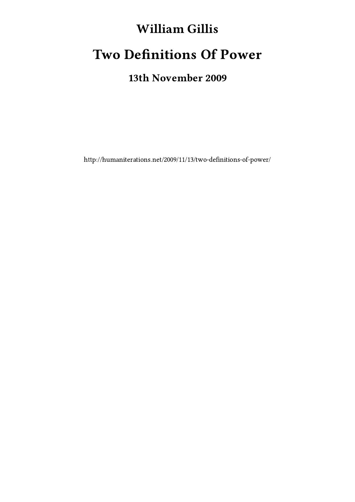 Two Definitions Of Power