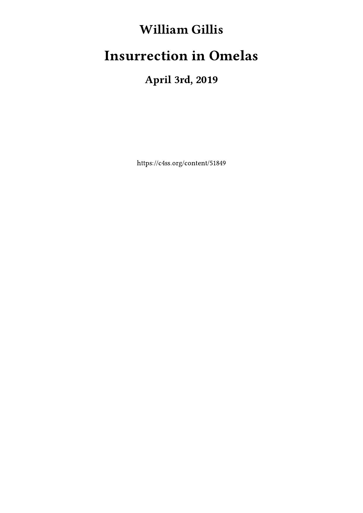 Insurrection in Omelas