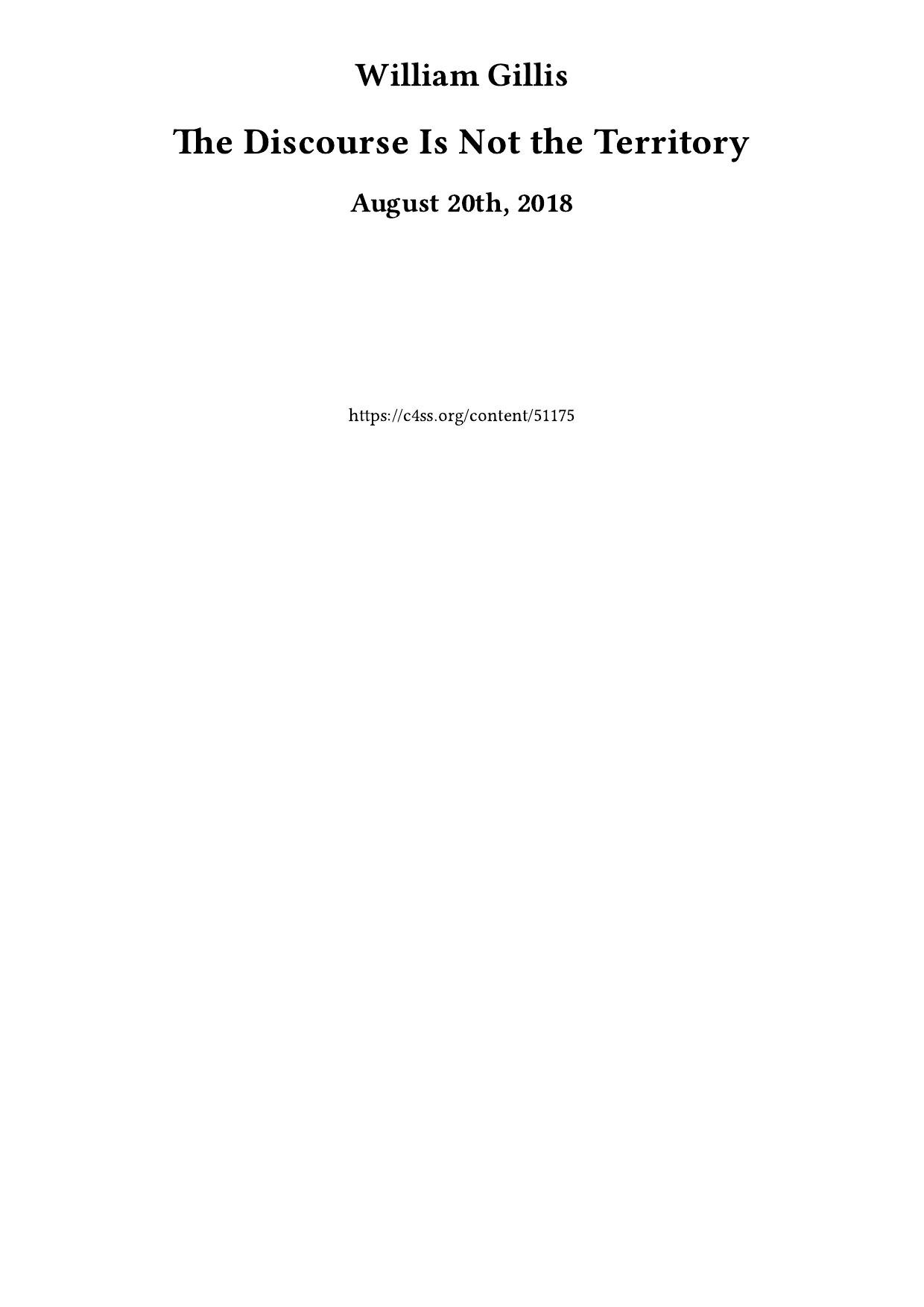 The Discourse Is Not the Territory