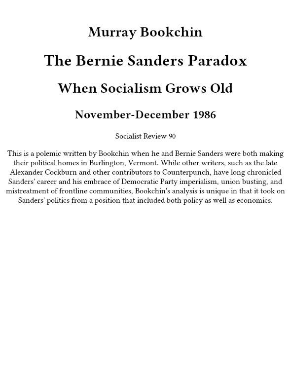 The Bernie Sanders Paradox
