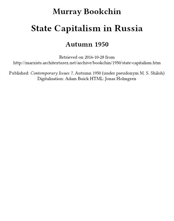 State Capitalism in Russia