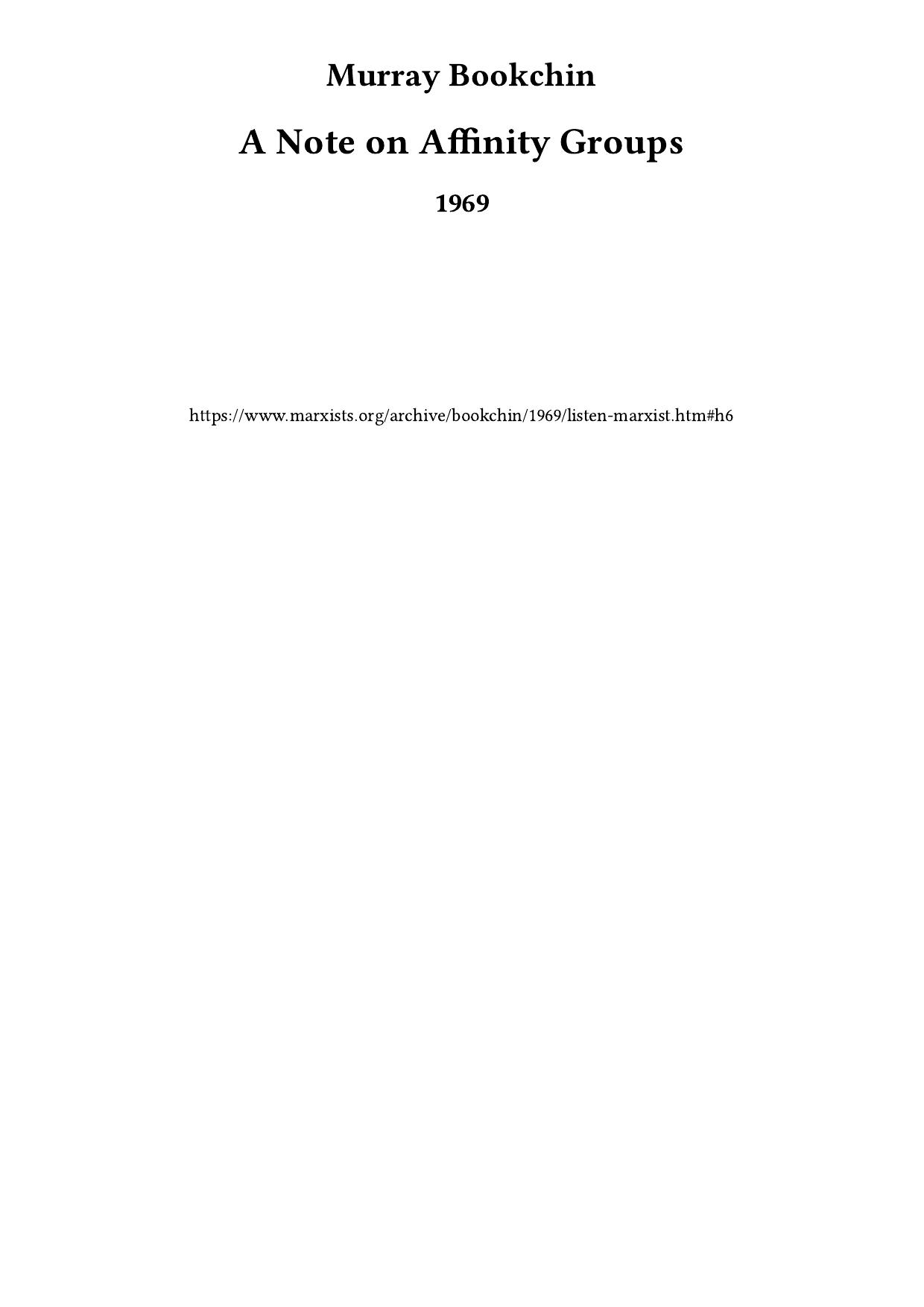 A Note on Affinity Groups