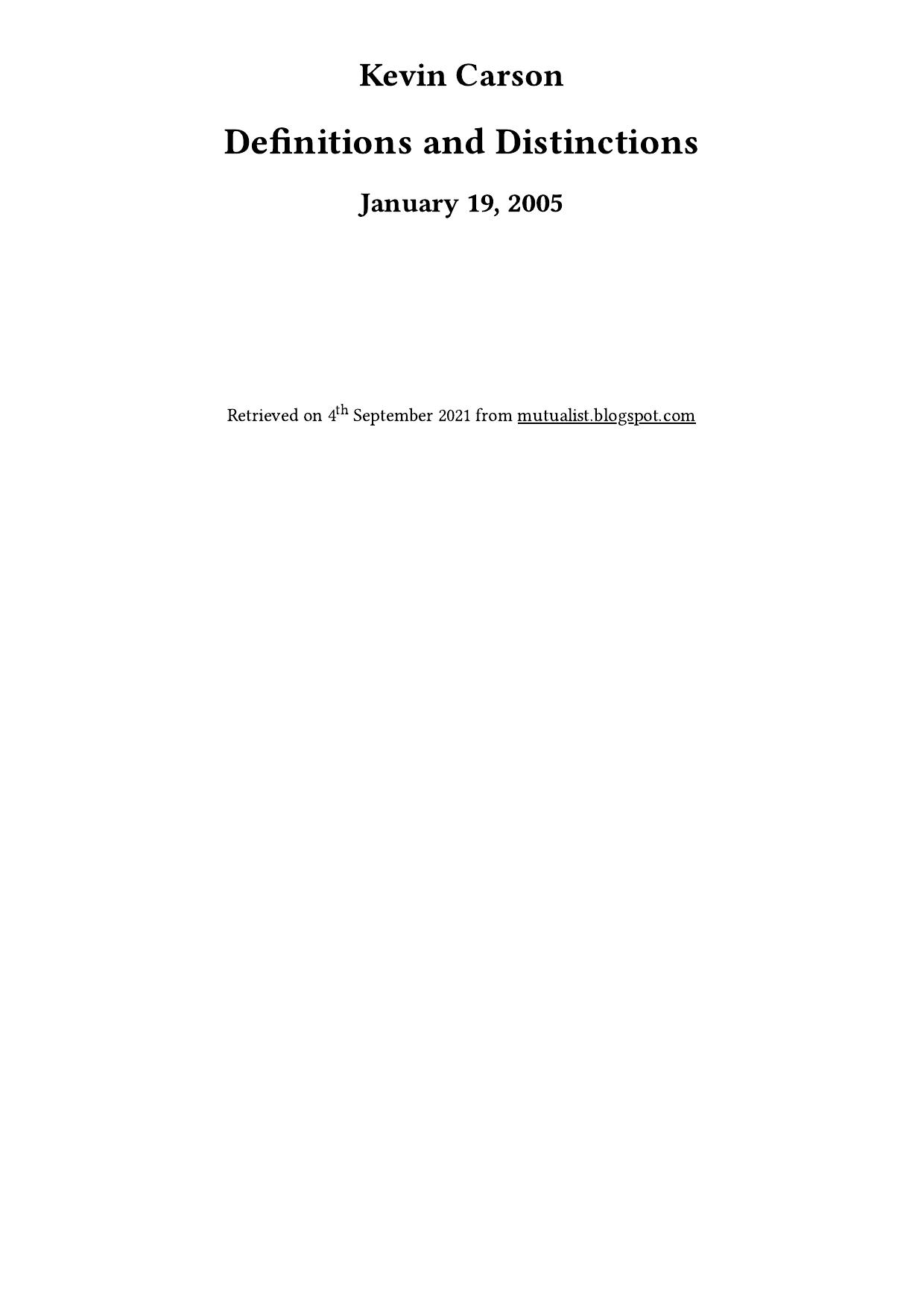 Definitions and Distinctions