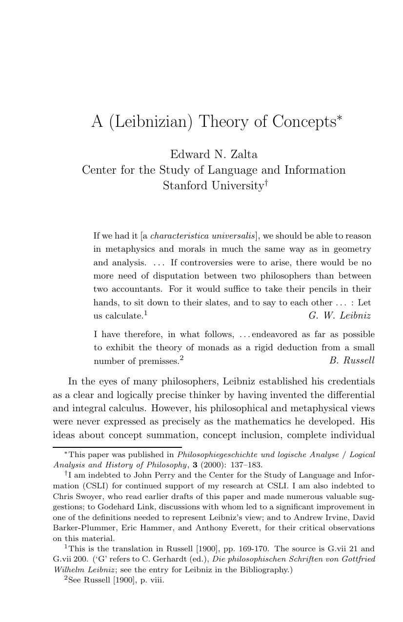 A (Leibnizian) Theory of Concepts