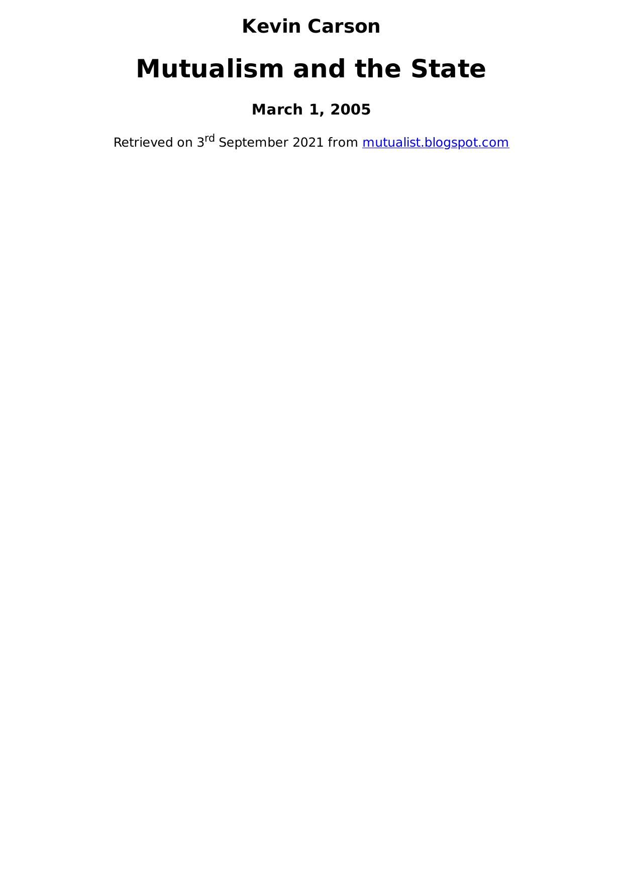 Mutualism and the State