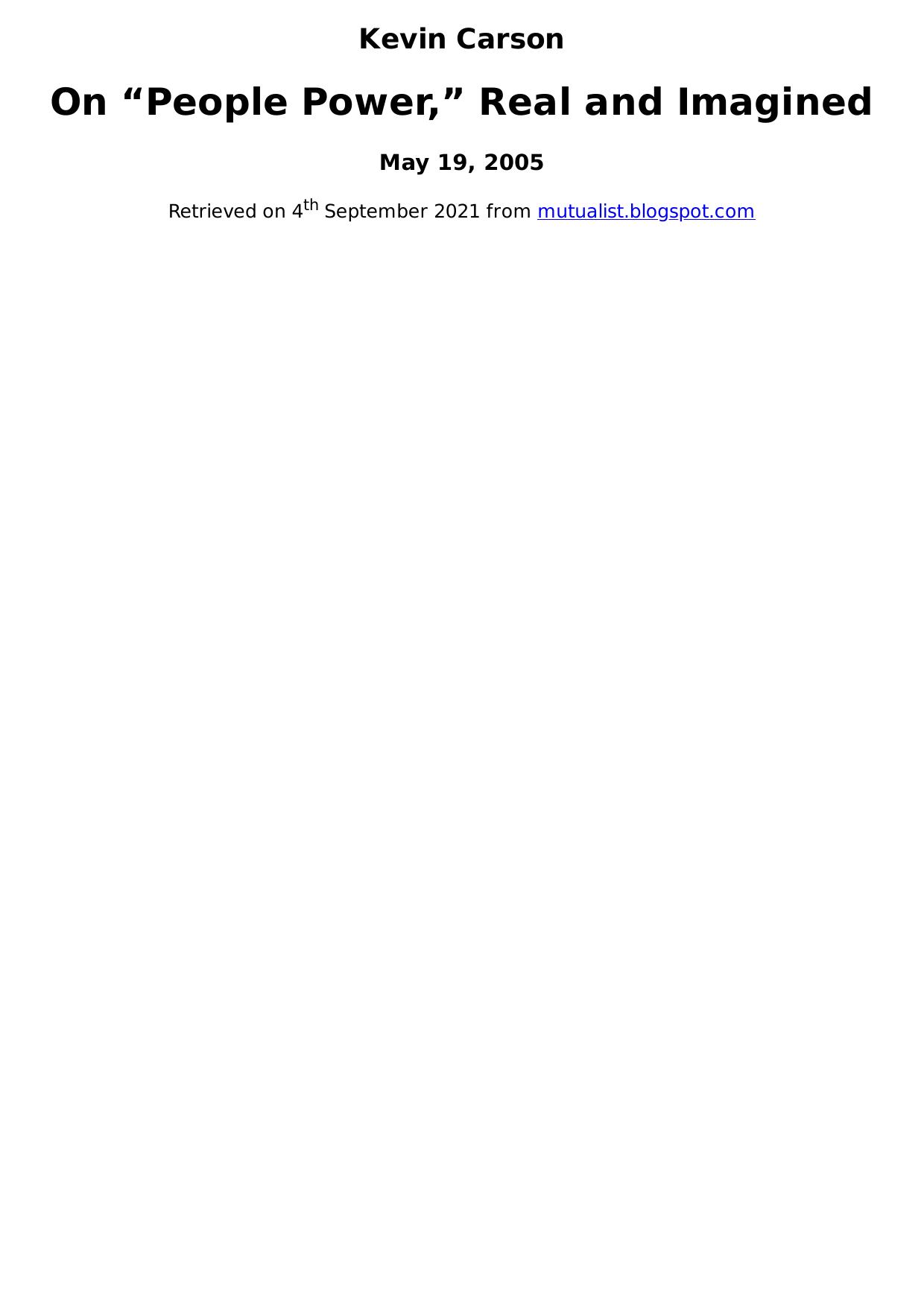 On “People Power,” Real and Imagined