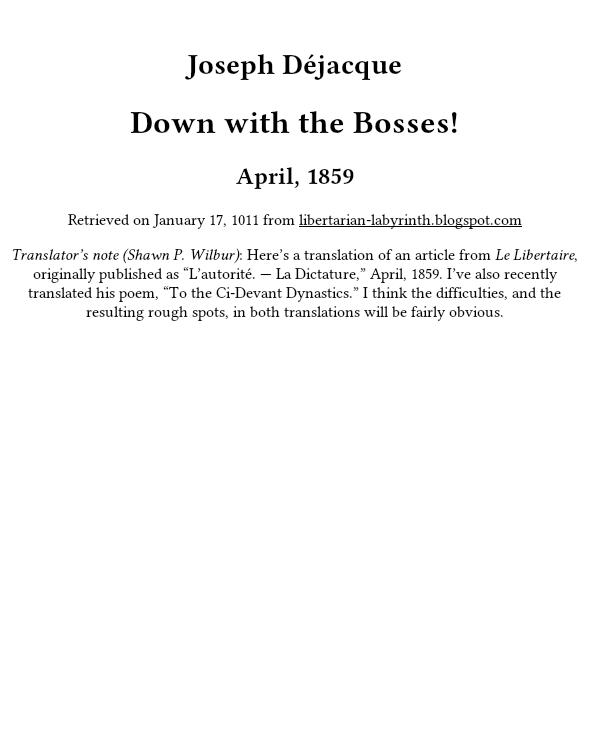 Down with the Bosses!