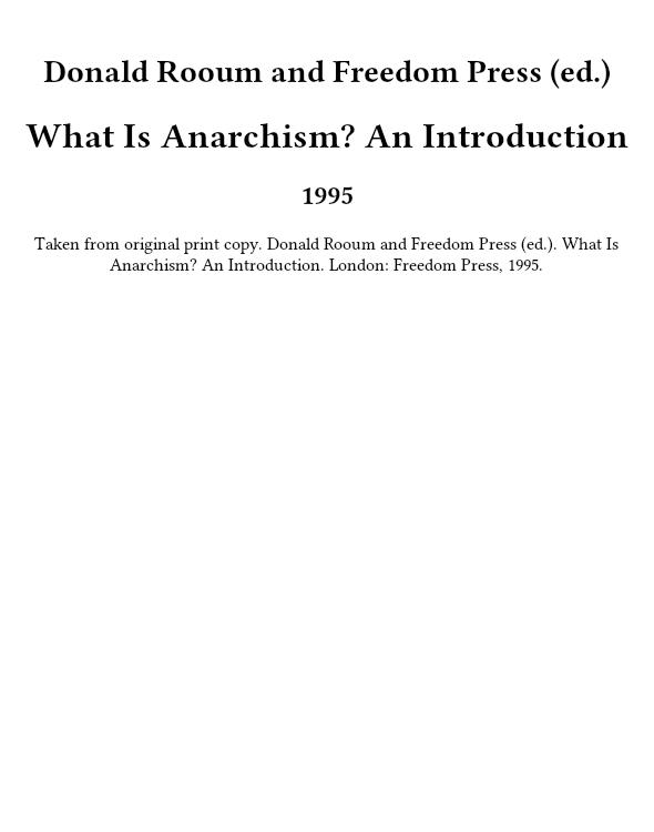 What Is Anarchism? An Introduction