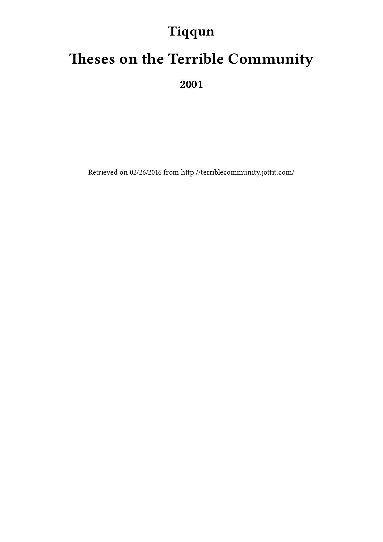 Theses on the Terrible Community