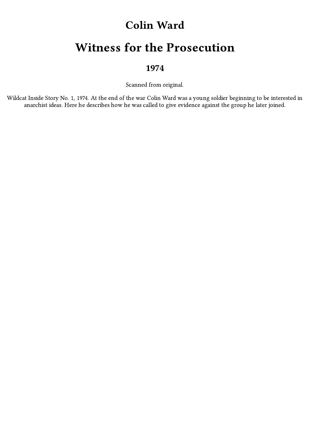 Witness for the Prosecution