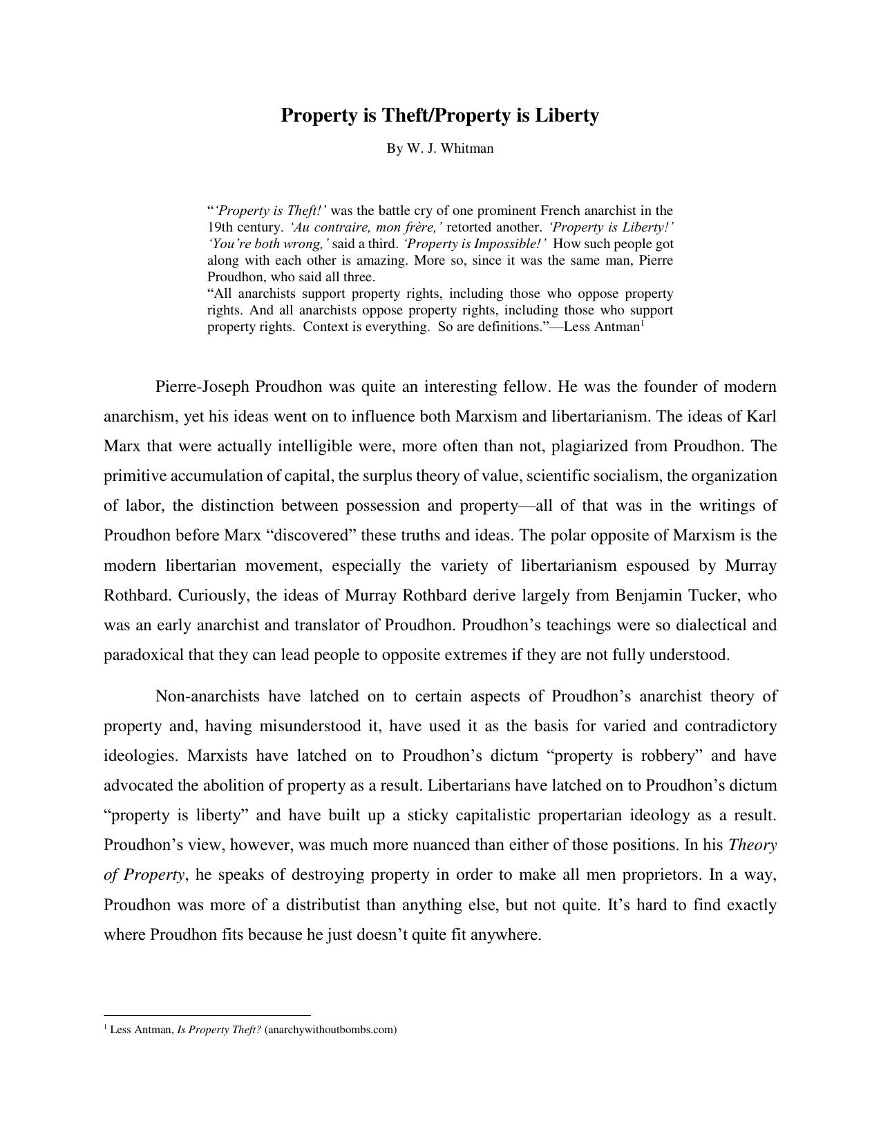 Property is Theft/Property is Liberty