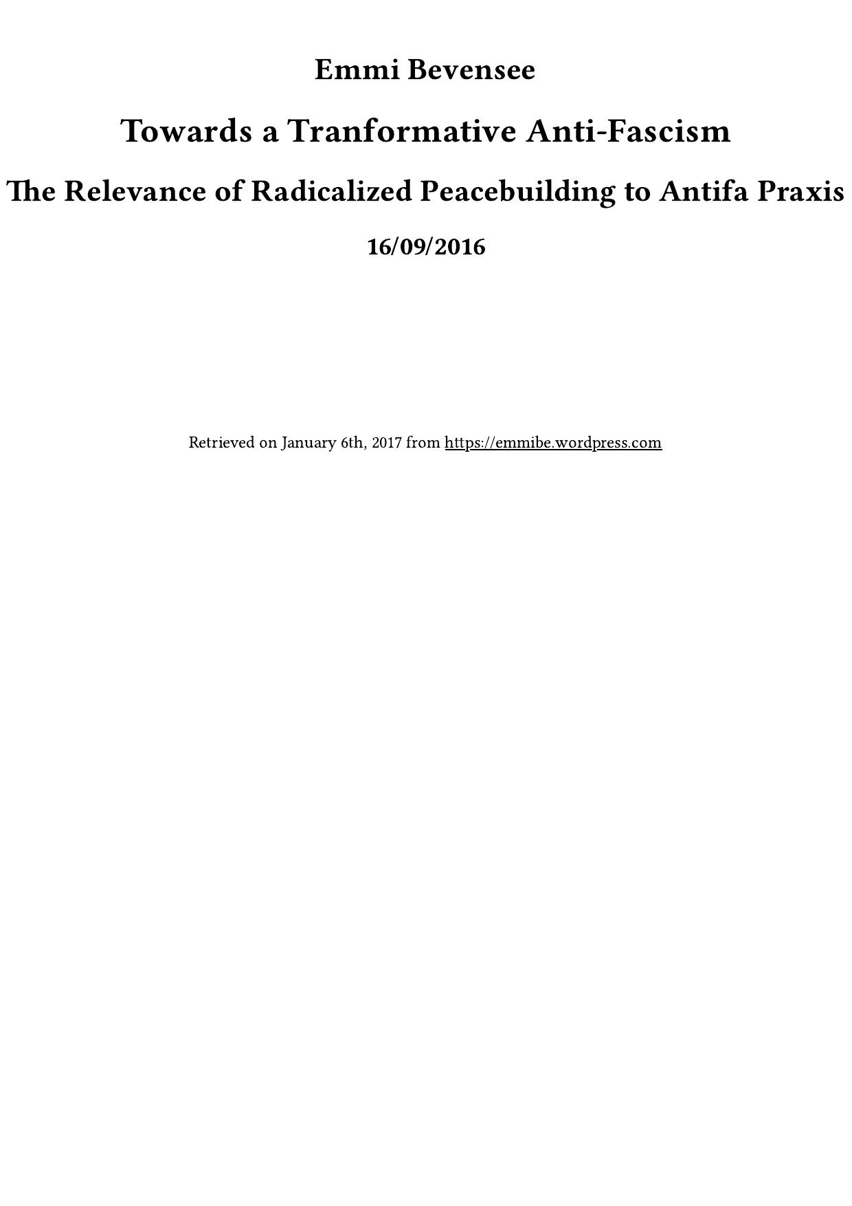 Towards a Tranformative Anti-Fascism