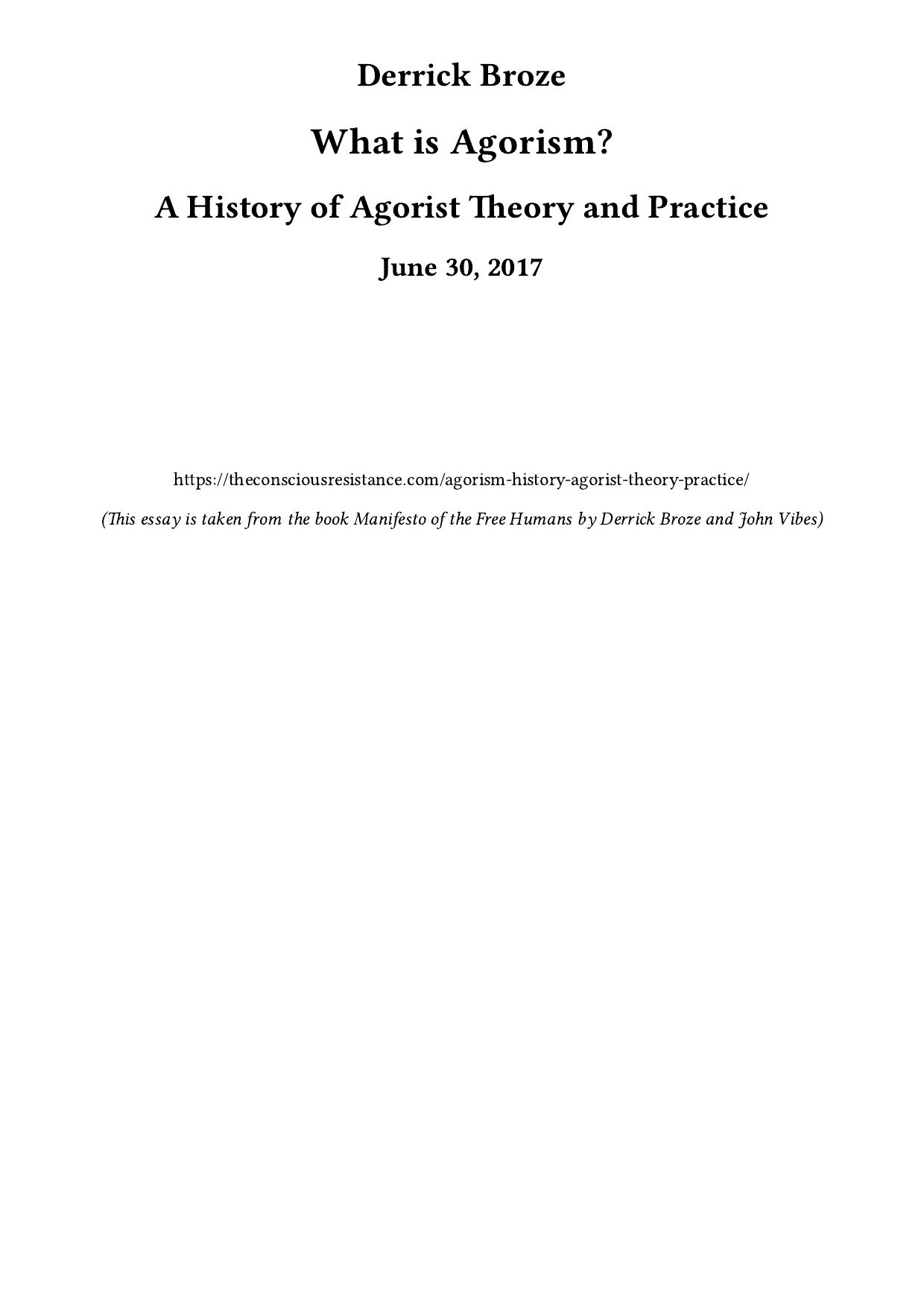 What is Agorism? A History of Agorist Theory and Practice