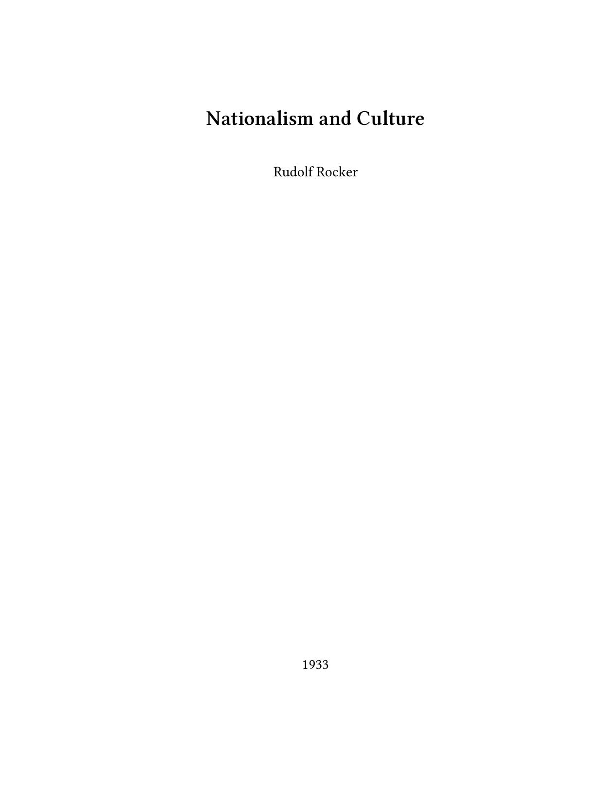 Nationalism and Culture