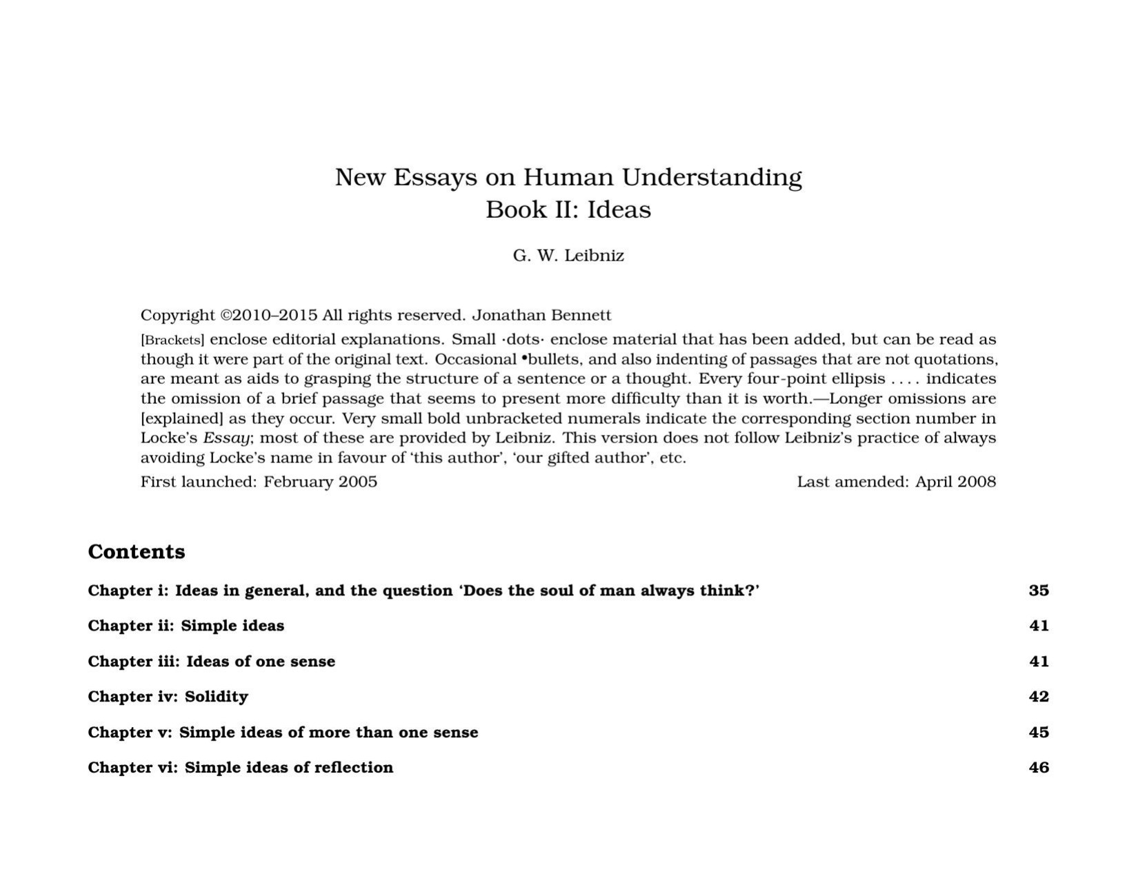 New Essays on Human Understanding Book II: Ideas