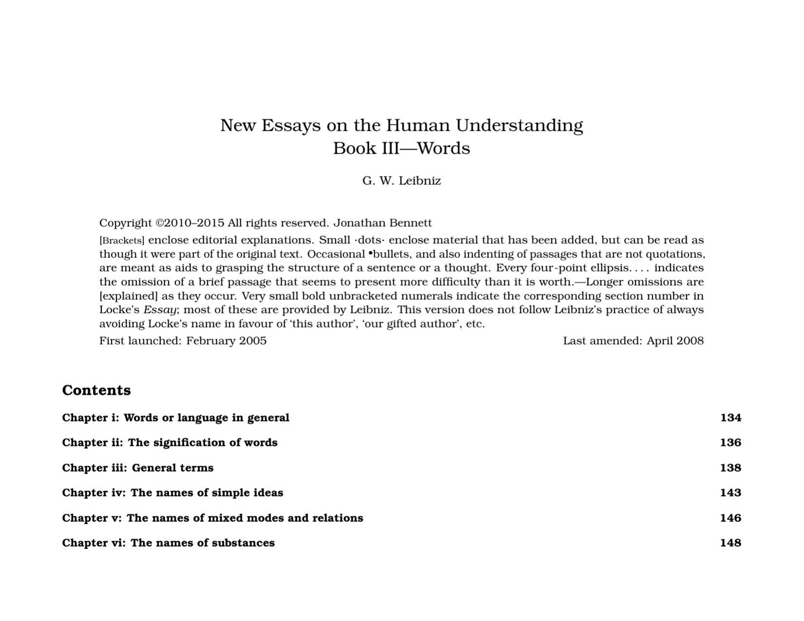New Essays on Human Understanding Book III: Words
