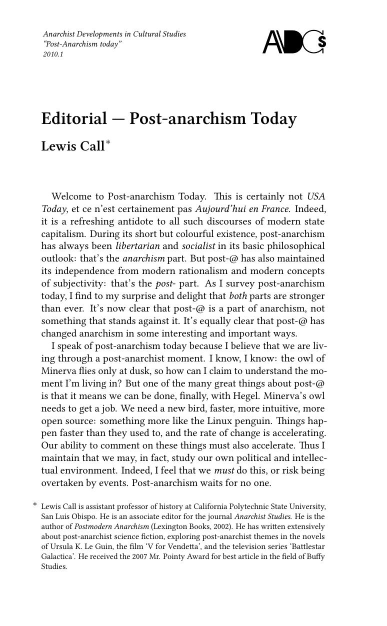 Anarchist Developments in Cultural Studies