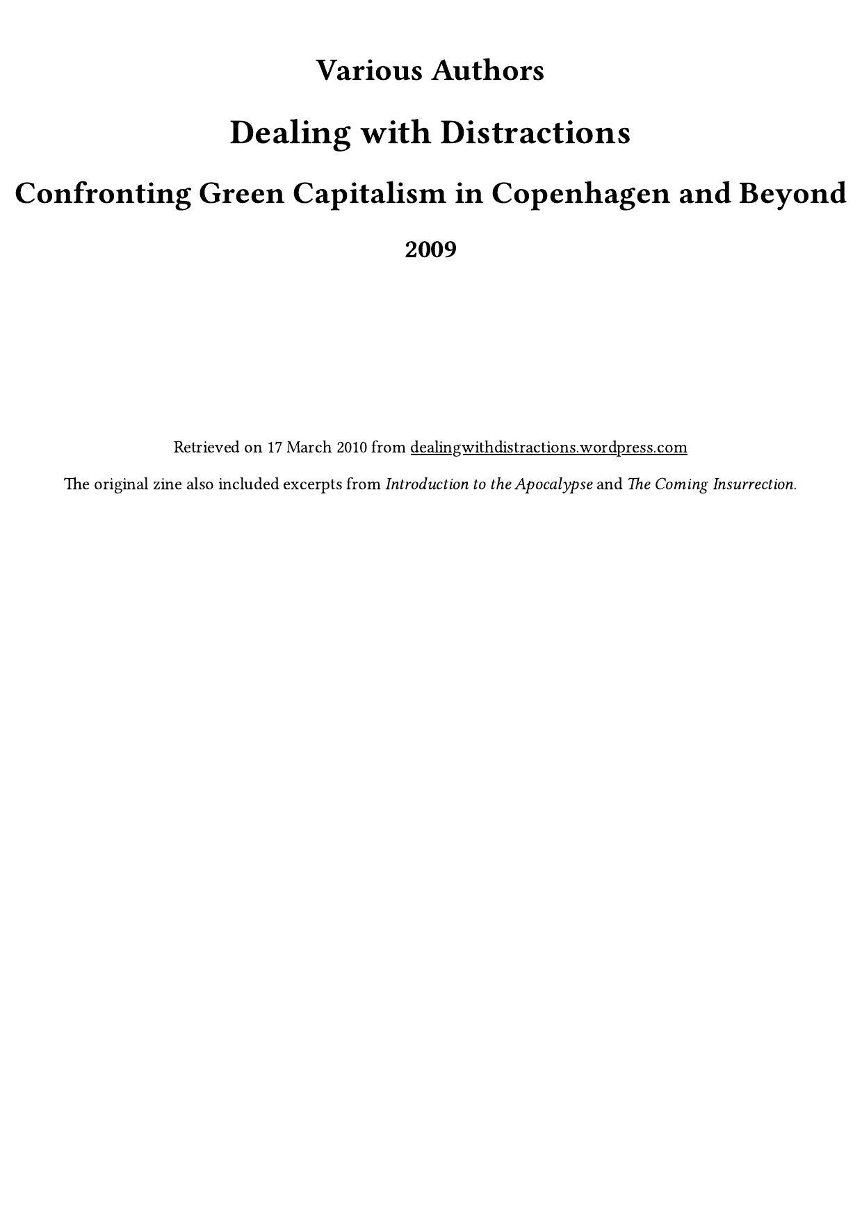Dealing with Distractions: Confronting Green Capitalism in Copenhagen and Beyond