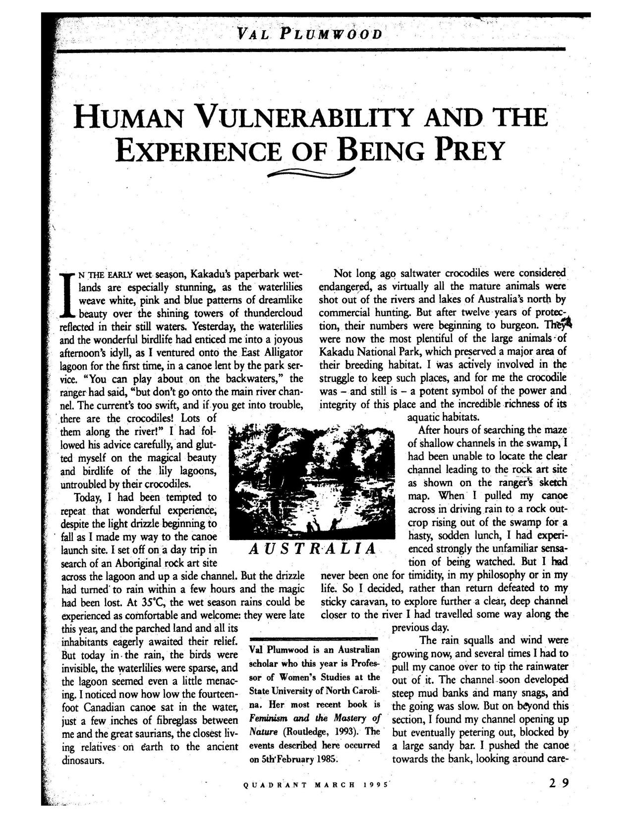 Human Vulnerability and the Experience of Being Prey