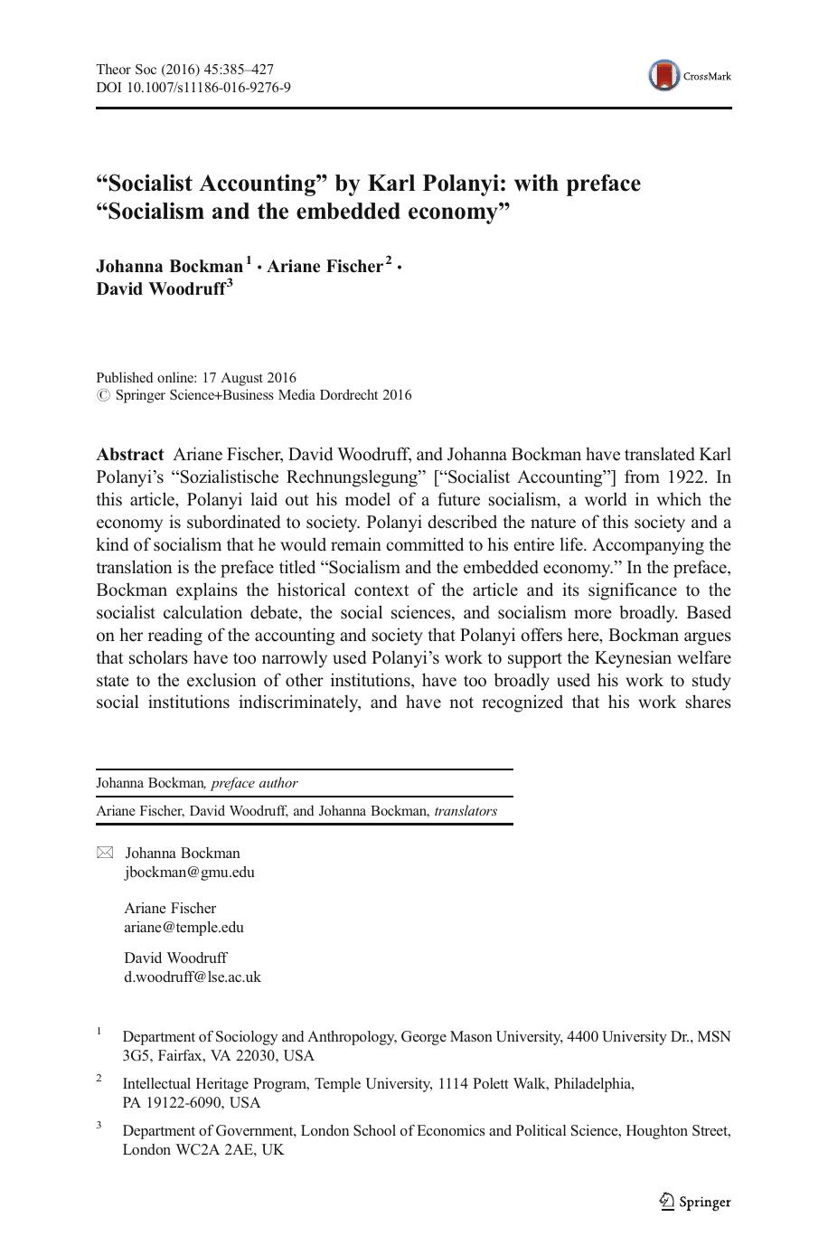 Socialist Accounting with preface "Socialism and the embedded economy"