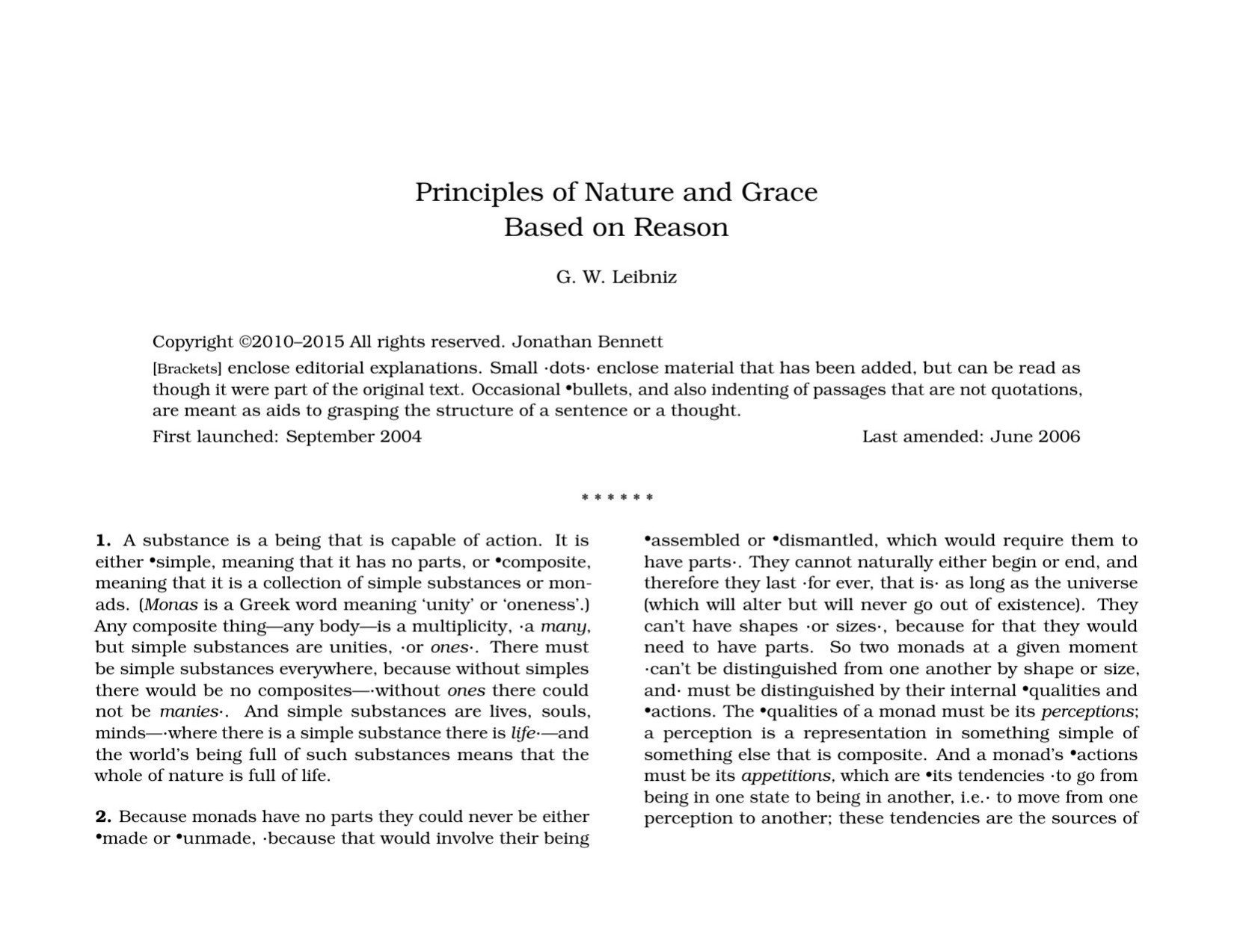 Principles of Nature and Grace Based on Reason