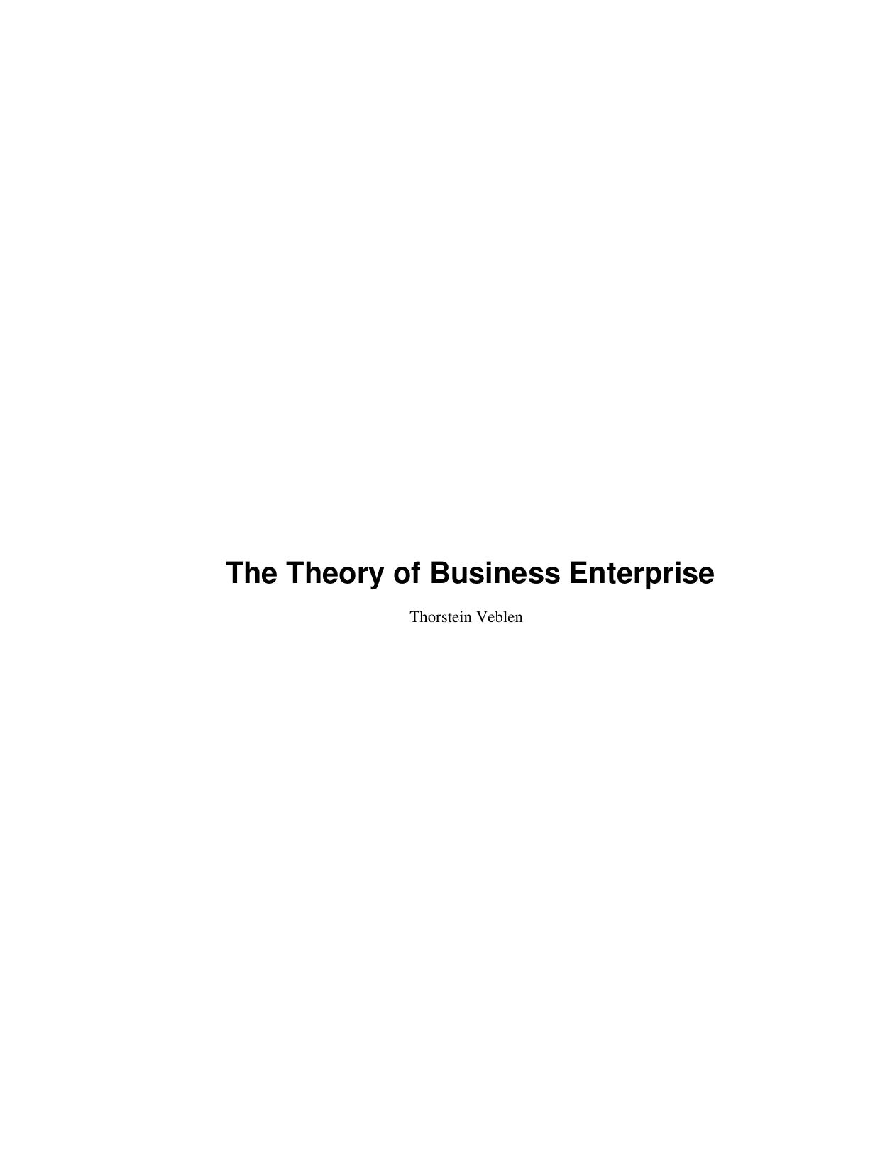 The Theory of Business Enterprise