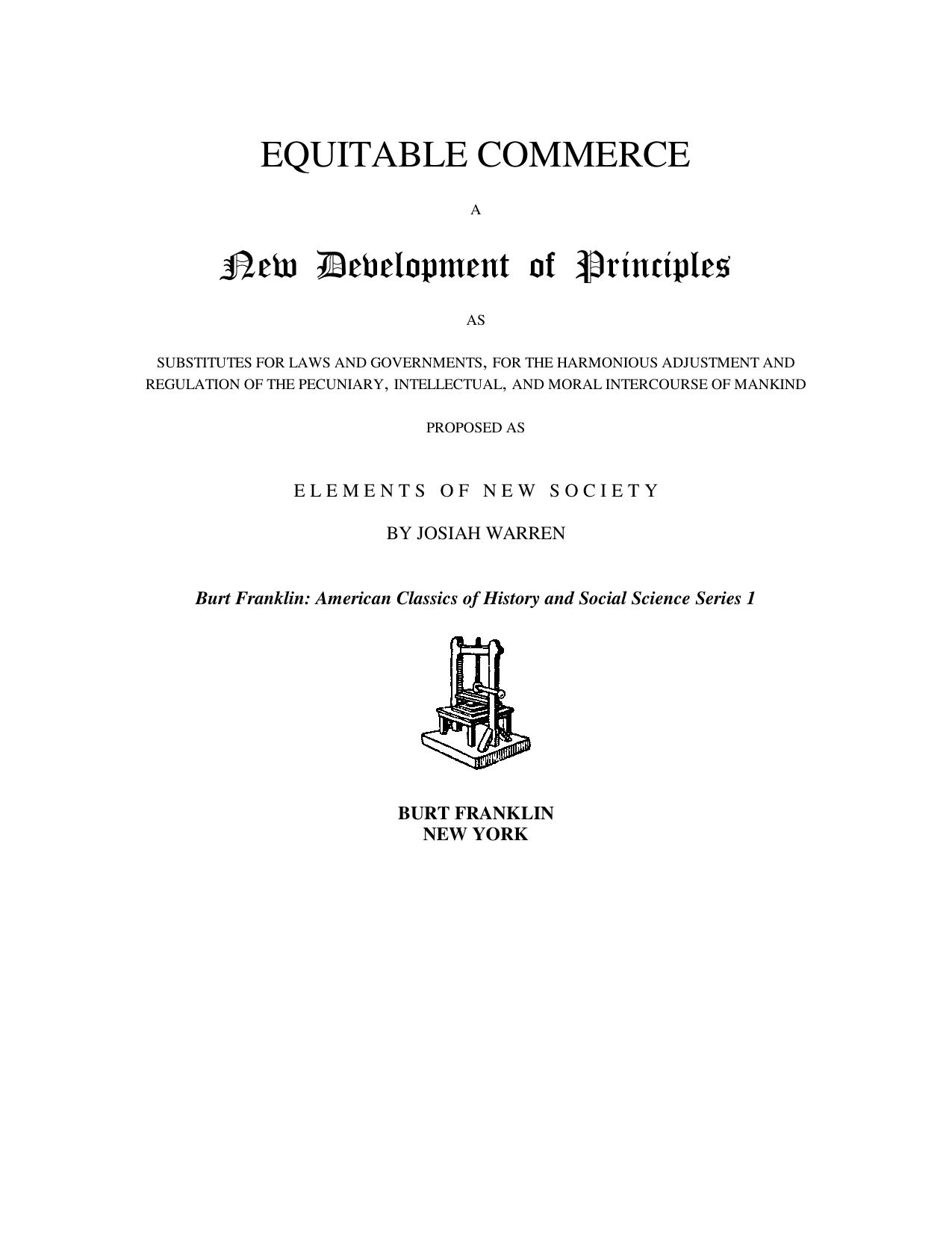 Equitable Commerce: A New Development of Principles