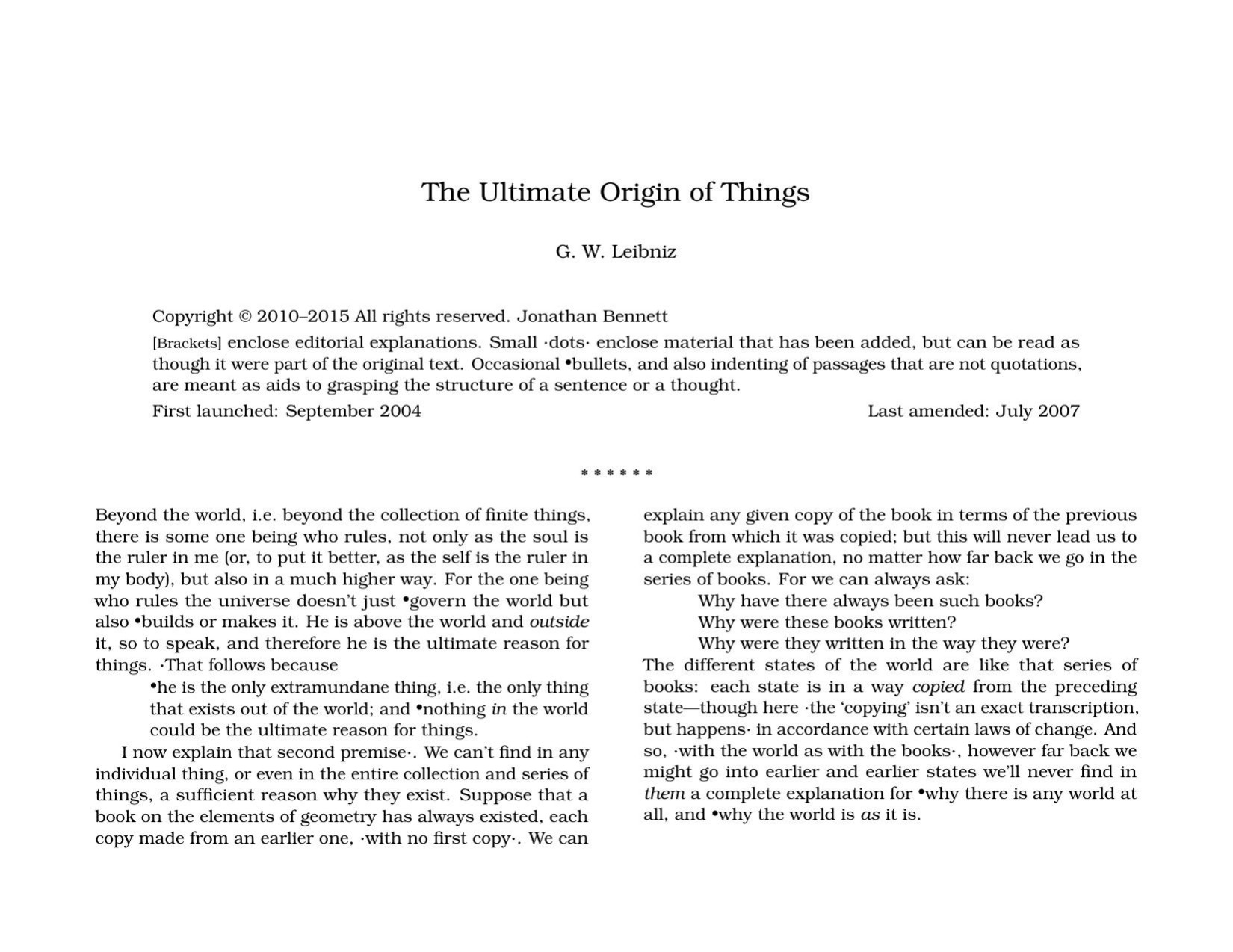 The Ultimate Origin of Things