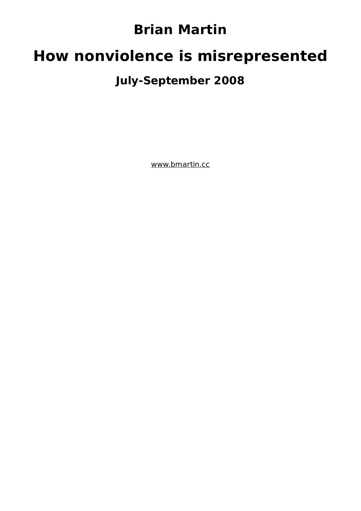 How Nonviolence is Misrepresented