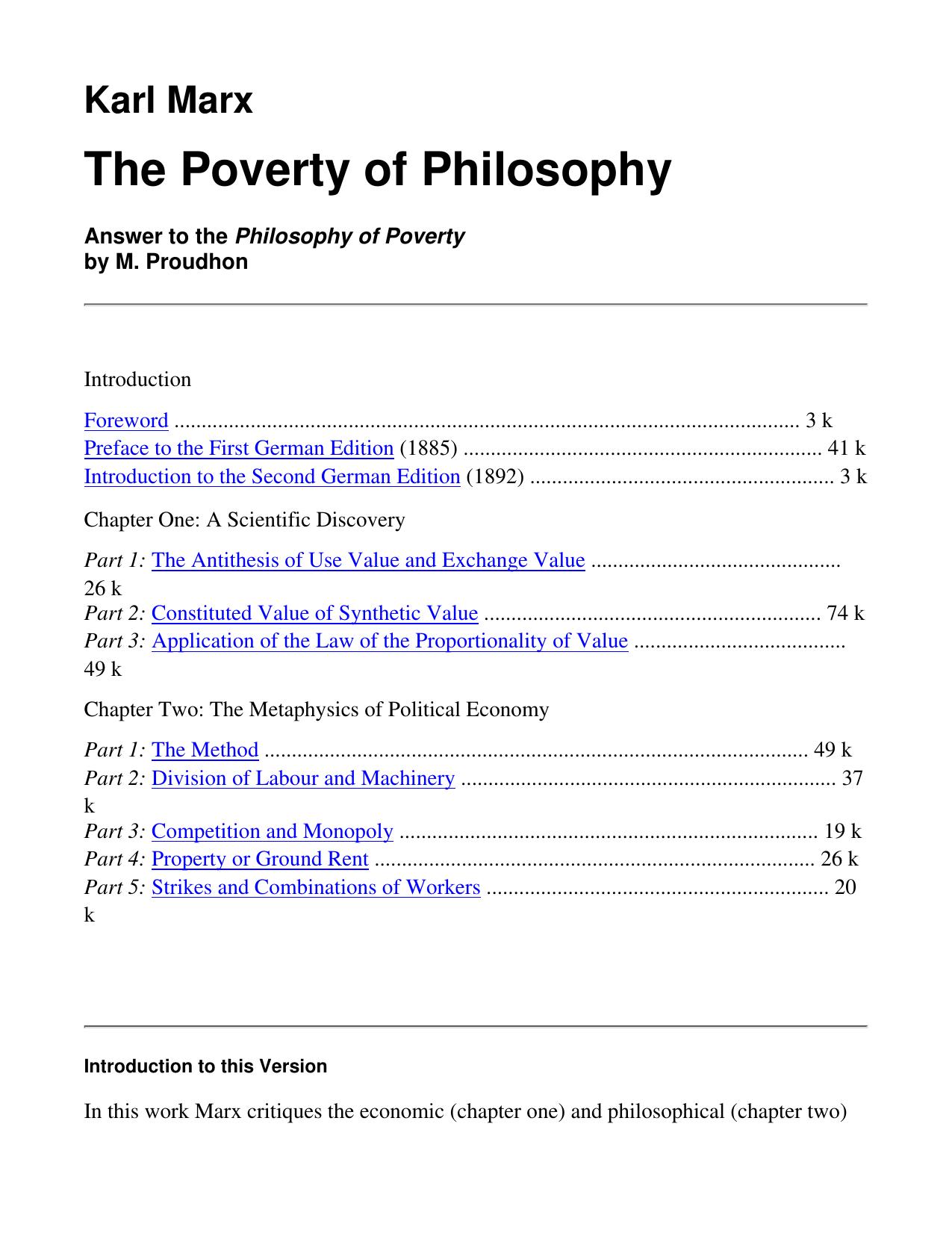The Poverty of Philosophy