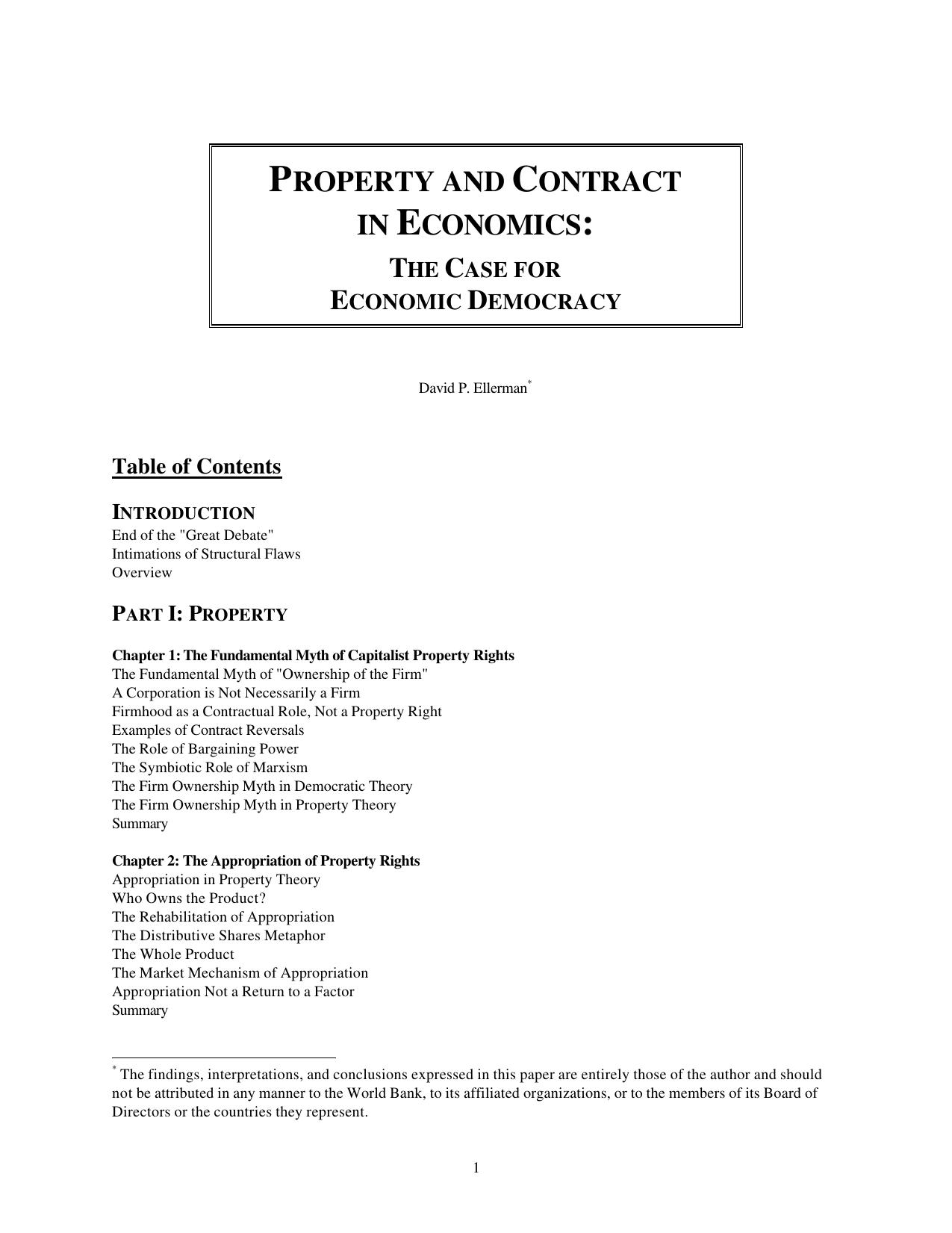 Property and Contract in Economics: The Case for Economic Democracy