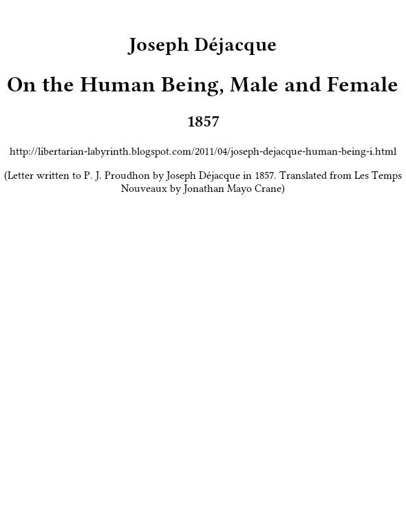 On the Human Being, Male and Female