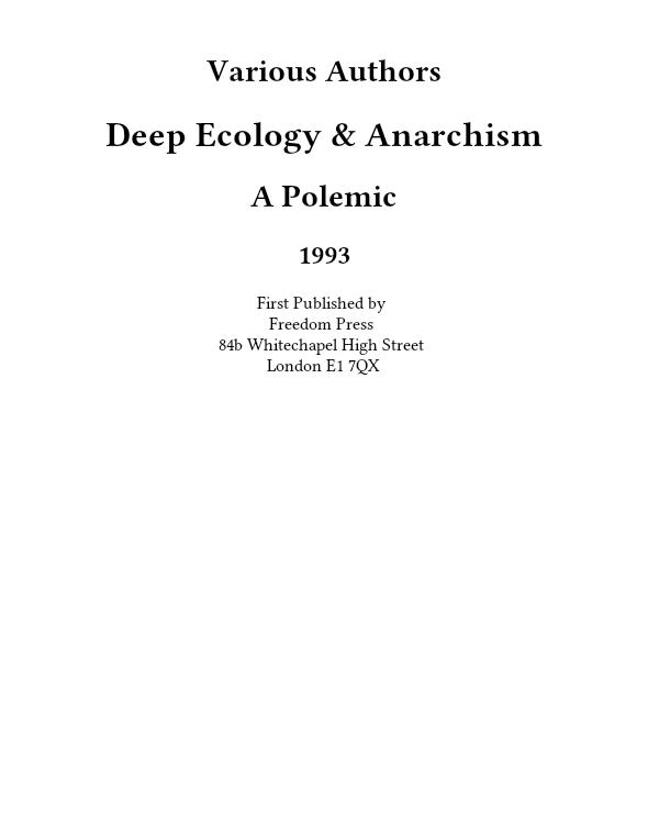 Deep Ecology & Anarchism
