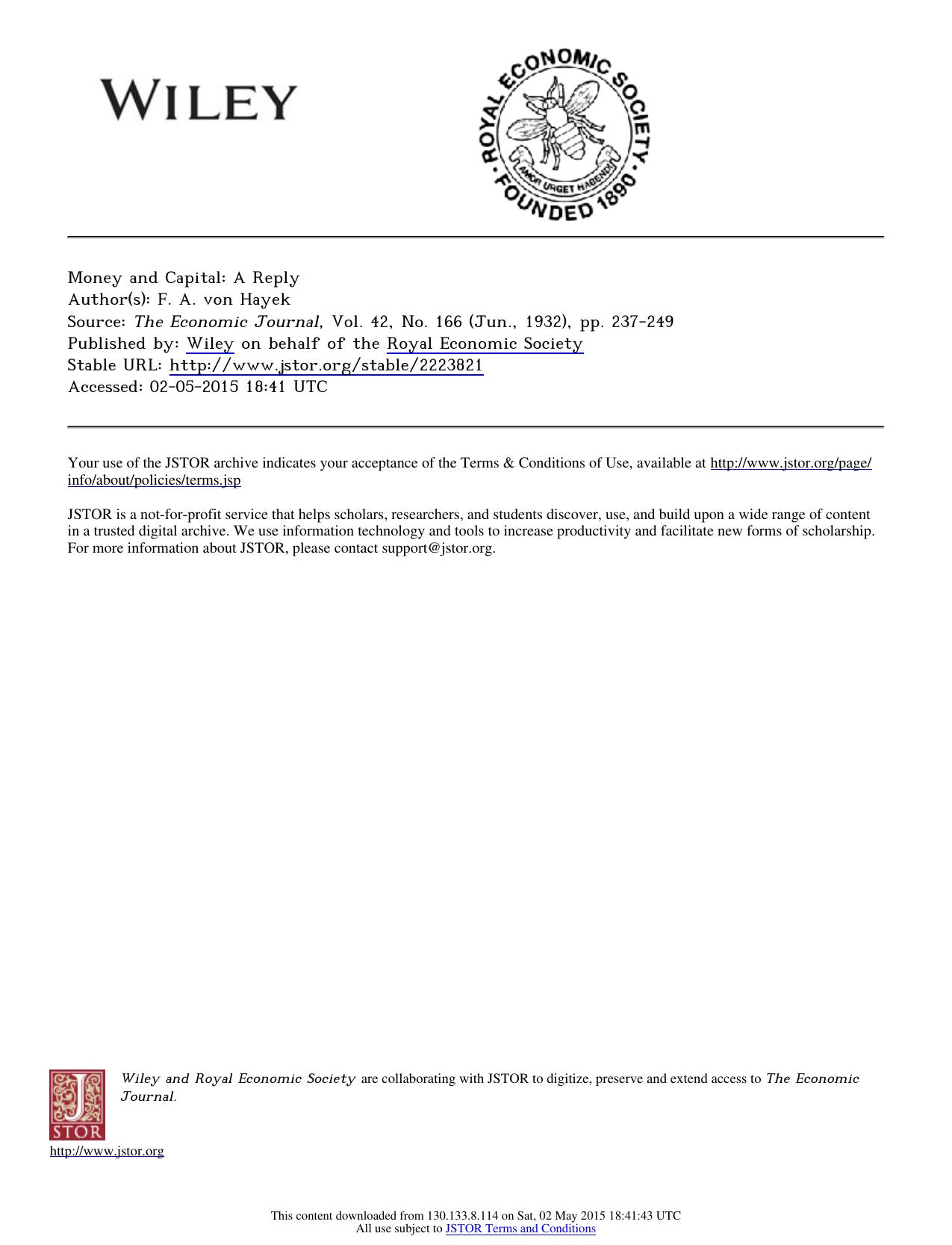 Money and Capital: A Reply