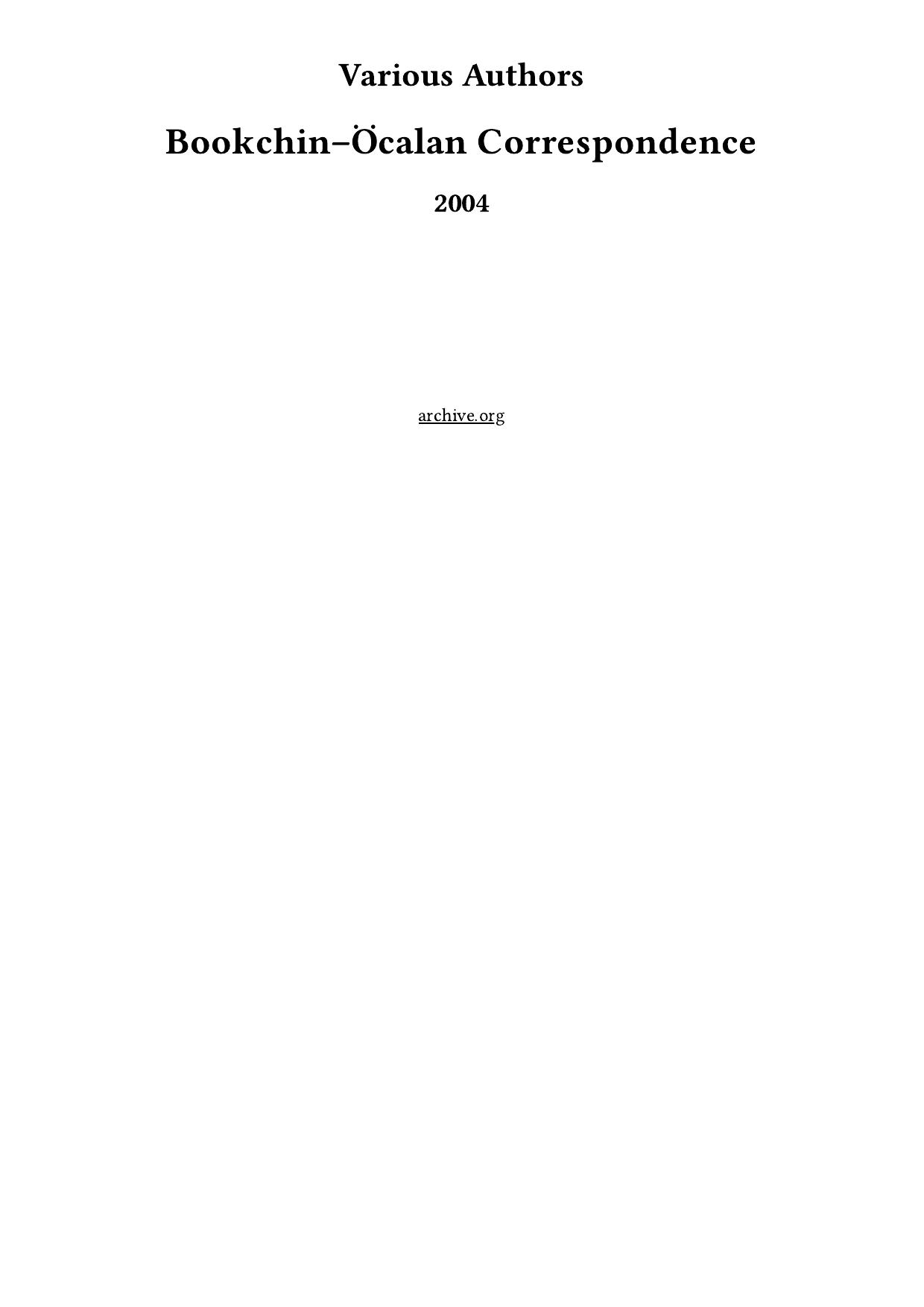 Bookchin–Öcalan Correspondence