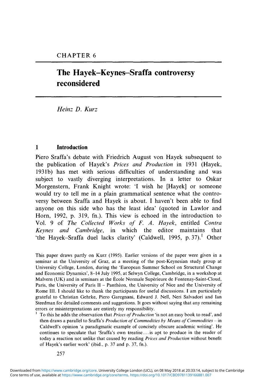 The Hayek-Keynes-Sraffa controversy reconsidered