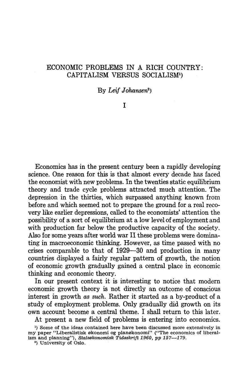 Economic problems in a rich country: Capitalism versus socialism
