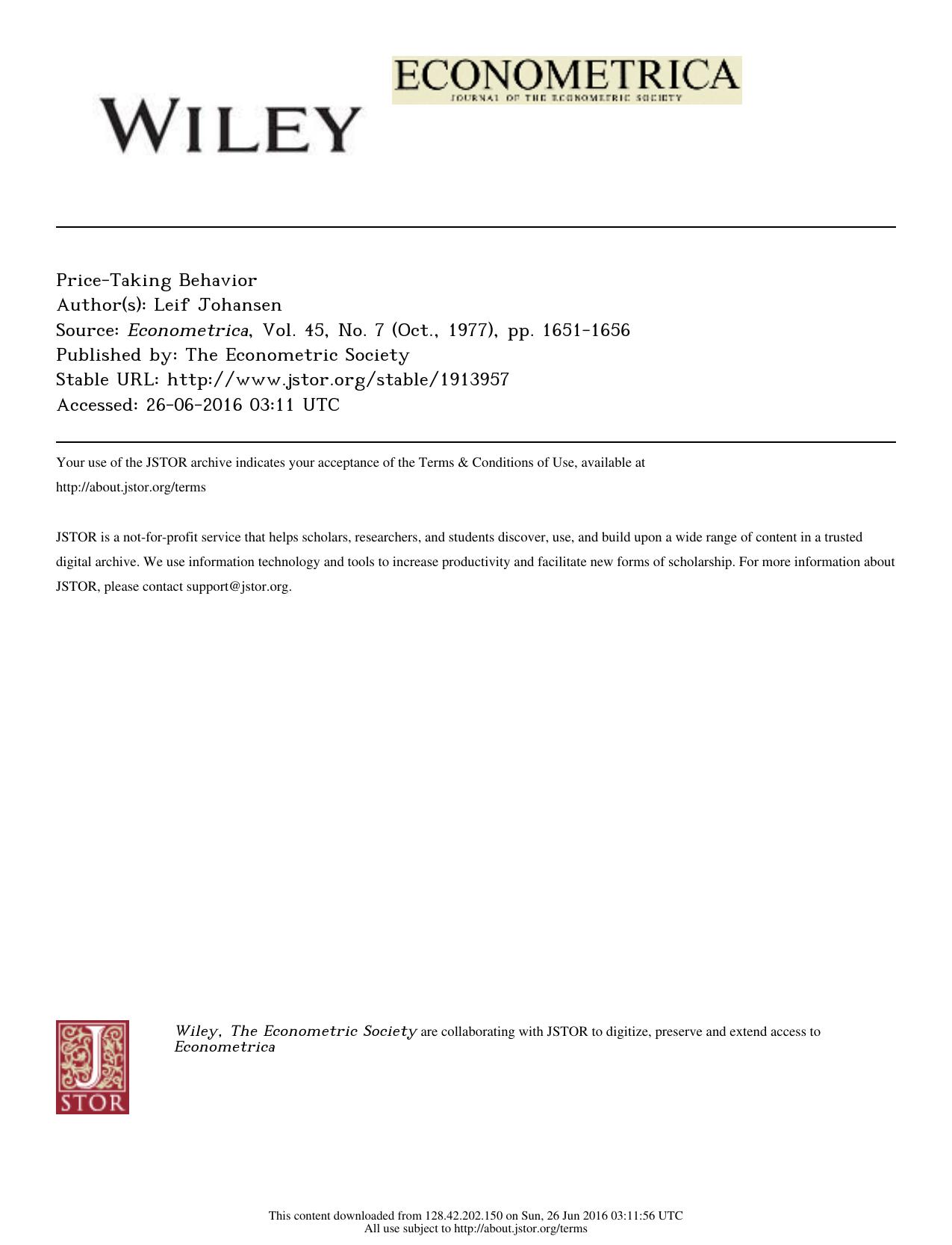 Price-Taking Behavior