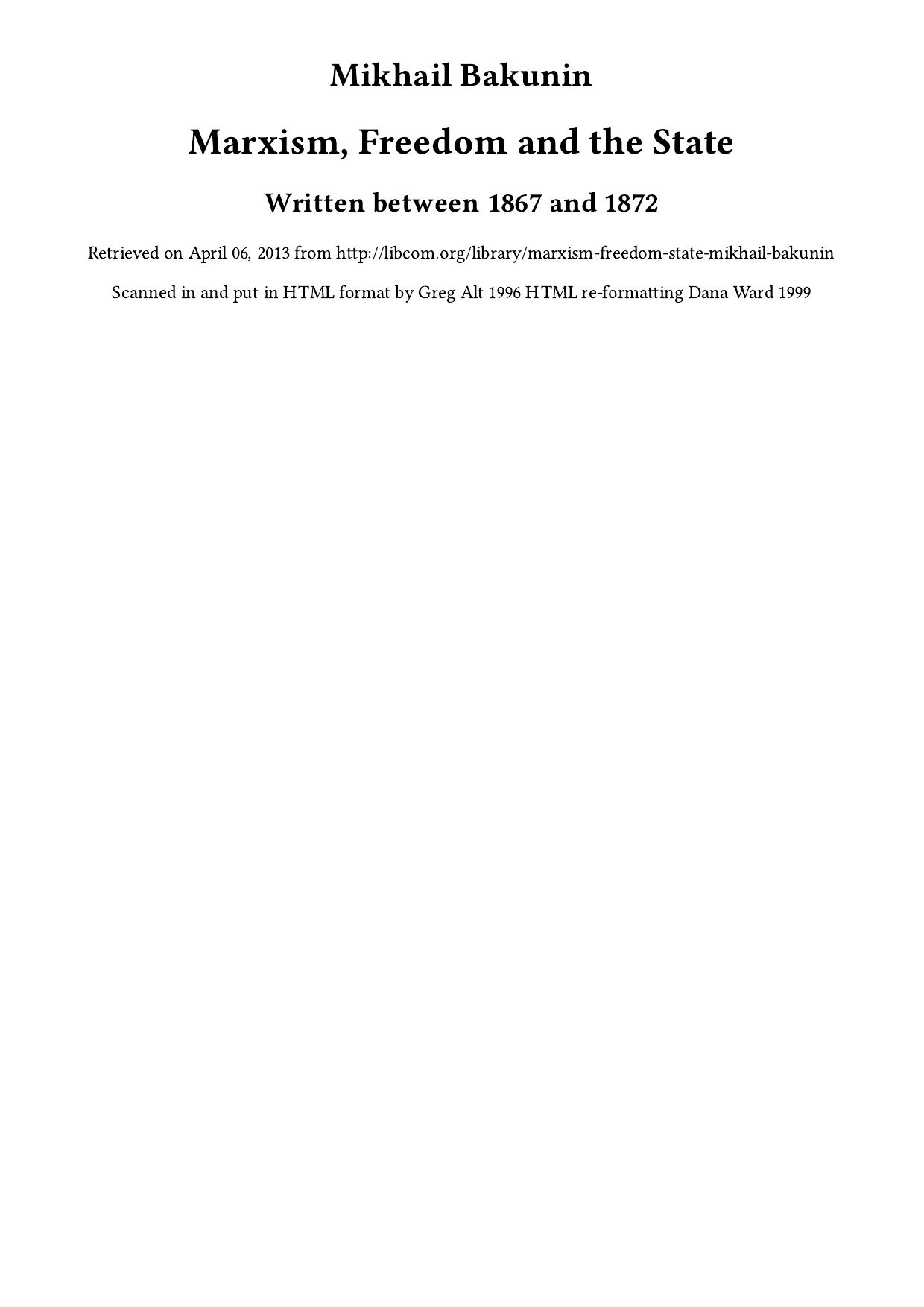 Marxism, Freedom and the State